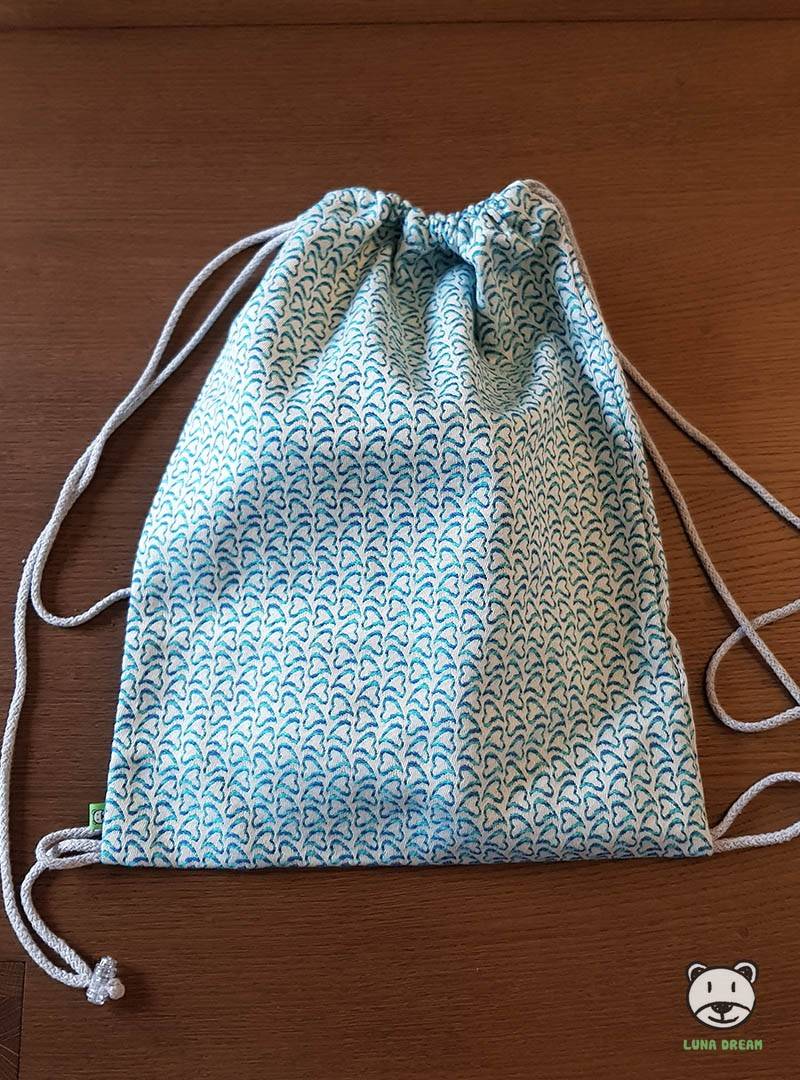 Plecak/Torba - LITTLE HEARTS (niebieski) 100% Bawełna, rozmiar 31cm x 43cm