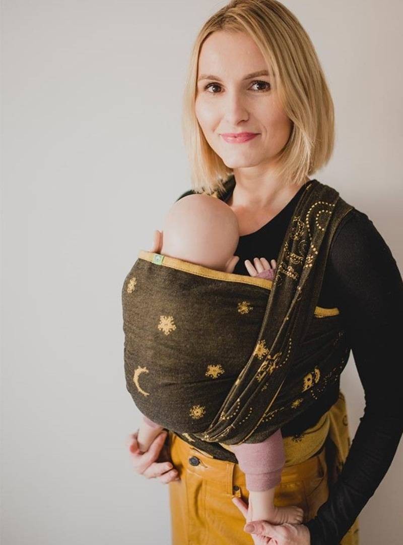 Chusta do noszenia dzieci LUNA GOLD - 100% Bawełna, splot żakardowy