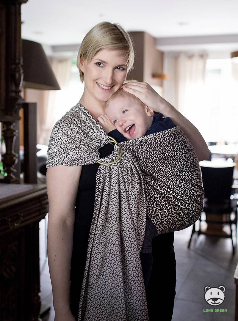 Chusta do noszenia dzieci LITTLE HEARTS BAMBOO RING 2,1 m (ecru) - 60% Bawełna 40% Bambus, splot żakardkowy