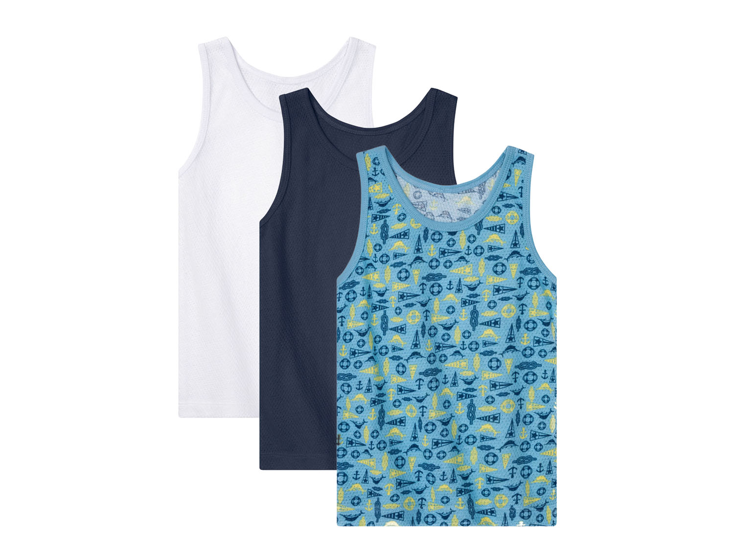 lupilu Podkoszulki chłopięce z biobawełny, 3 sztuki 86/92, Granatowy/biały