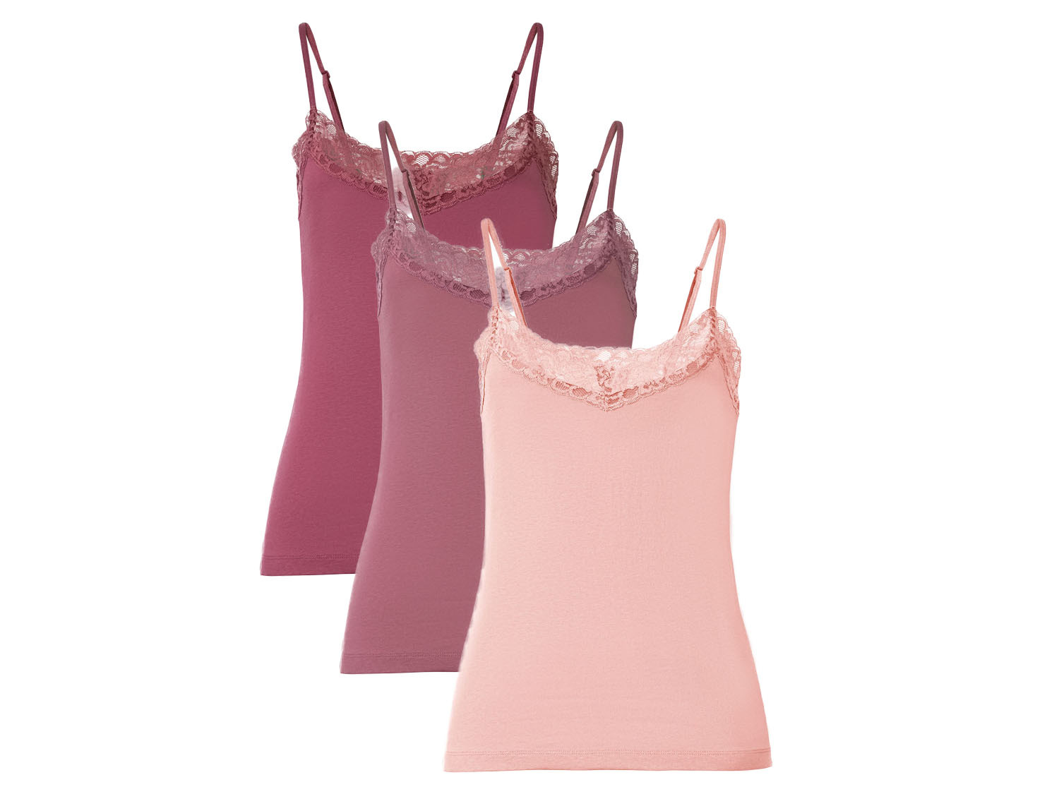 esmara Podkoszulki damskie na ramiączkach, 3 sztuki S 36/38, Różowy