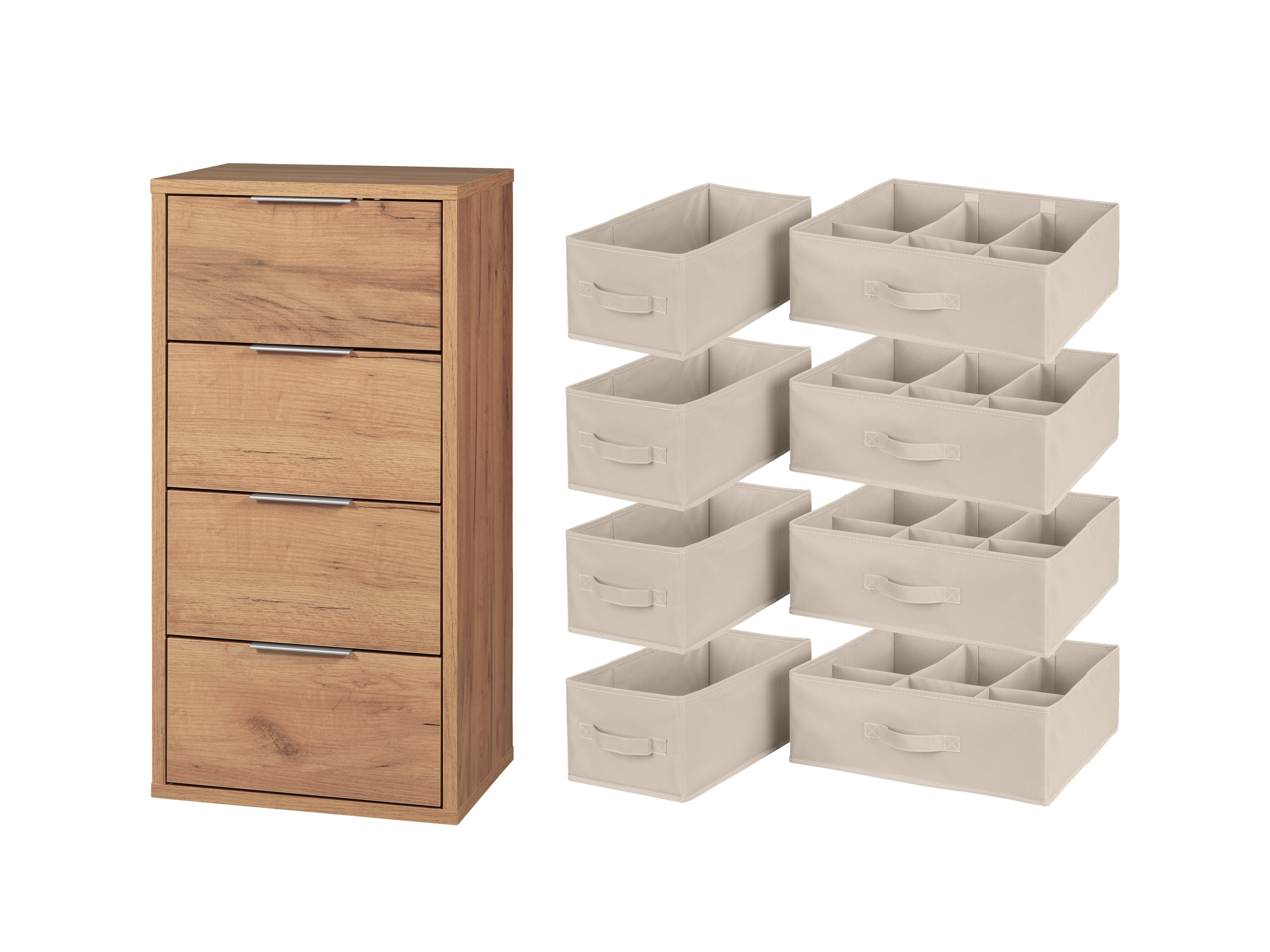 Livarno home Zestaw Komoda Verona z 4 szufladami i z 4 organizerami do szuflad