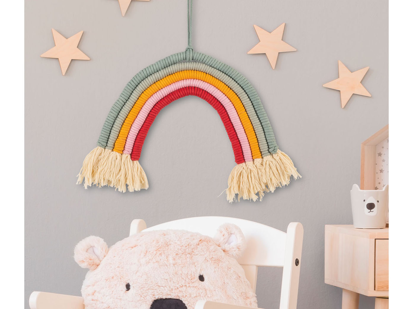 crelando Zestaw do samodzielnego wykonania prac techniką makramy Zawieszka ścienna tęcza