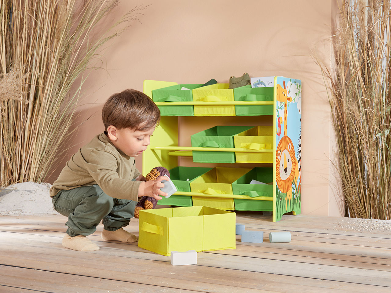 Livarno home Regał z 9 wyjmowanymi, tekstylnymi pojemnikami