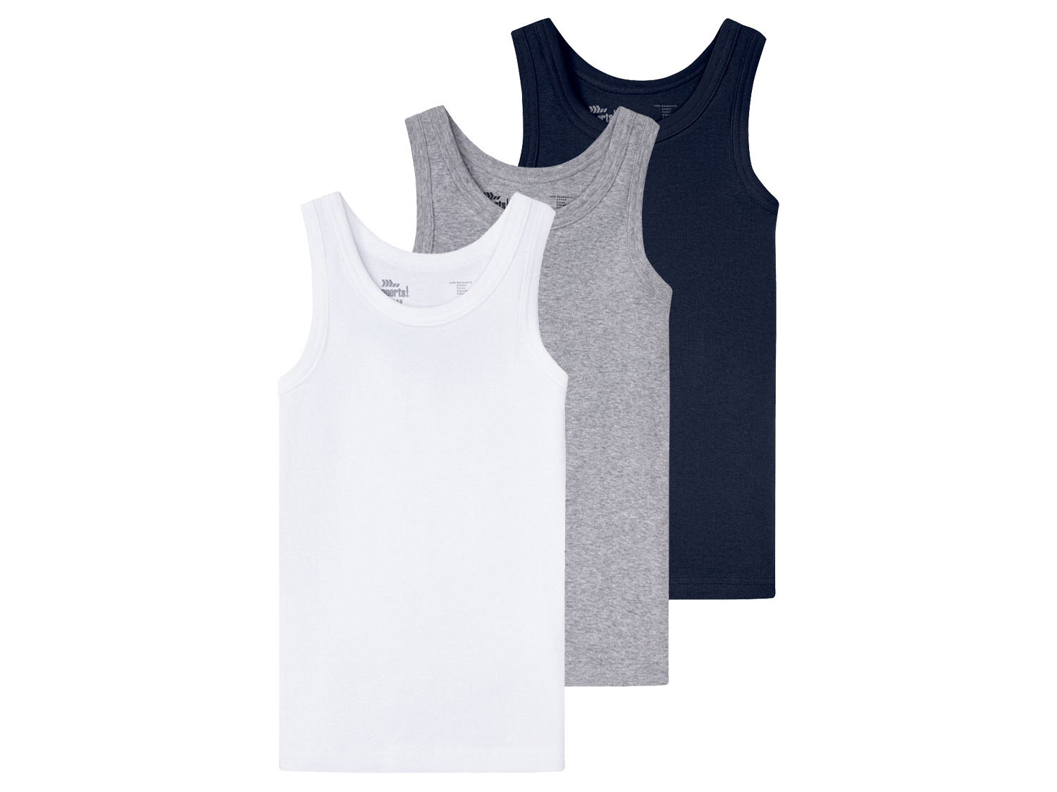 pepperts! Podkoszulki chłopięce, 3 sztuki 122/128, Granatowy/szary/biały