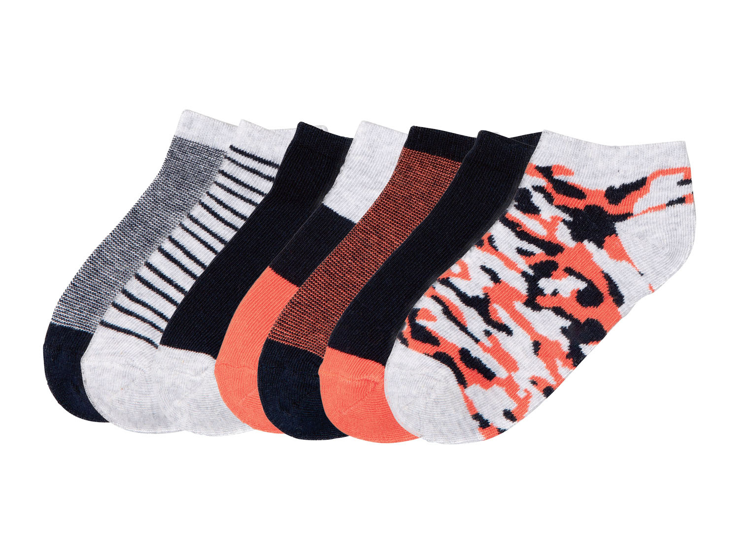 pepperts! Skarpetki stopki dziecięce dla chłopca, 7 par 27-30, Pomarańczowy/ granatowy/ szary
