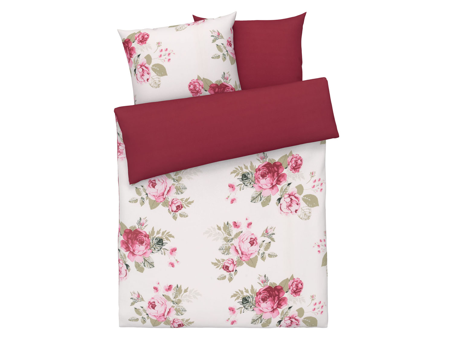 Livarno home Pościel z mikrowłókna satynowego 220 x 200 cm Kwiaty/bordowy