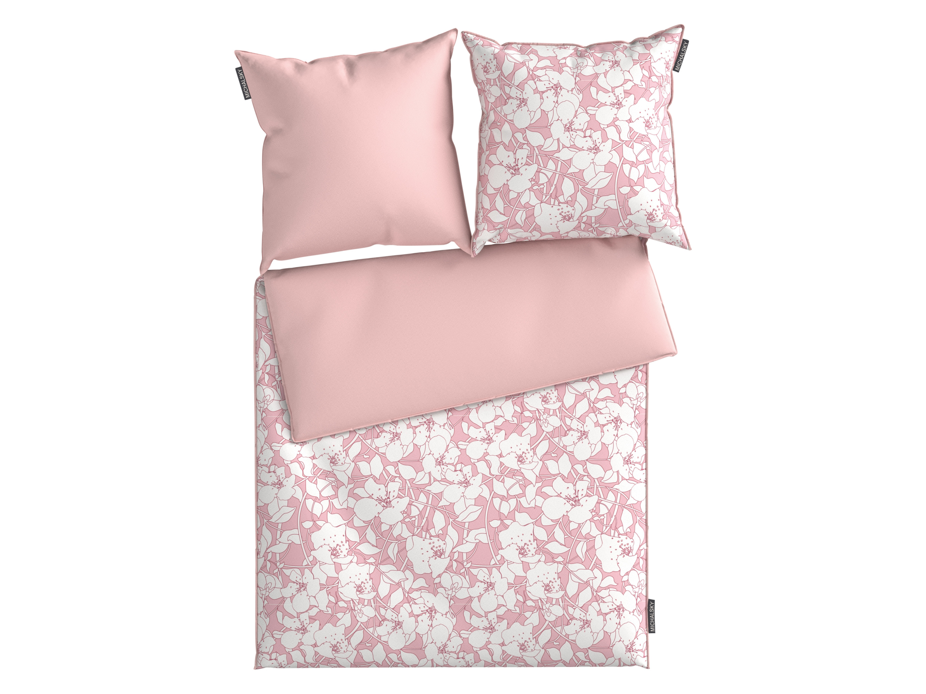Michalsky Pościel satynowa z bawełny, 220 x 200 cm Różowy