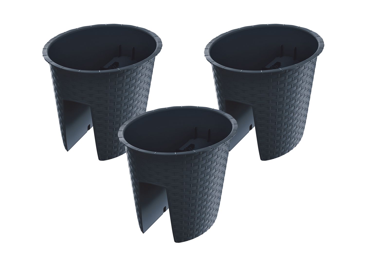 Prosperplast Donica balustradowa Ratolla Railing, 3 elementy Owalny, Antracytowy, 298x242x225 mm