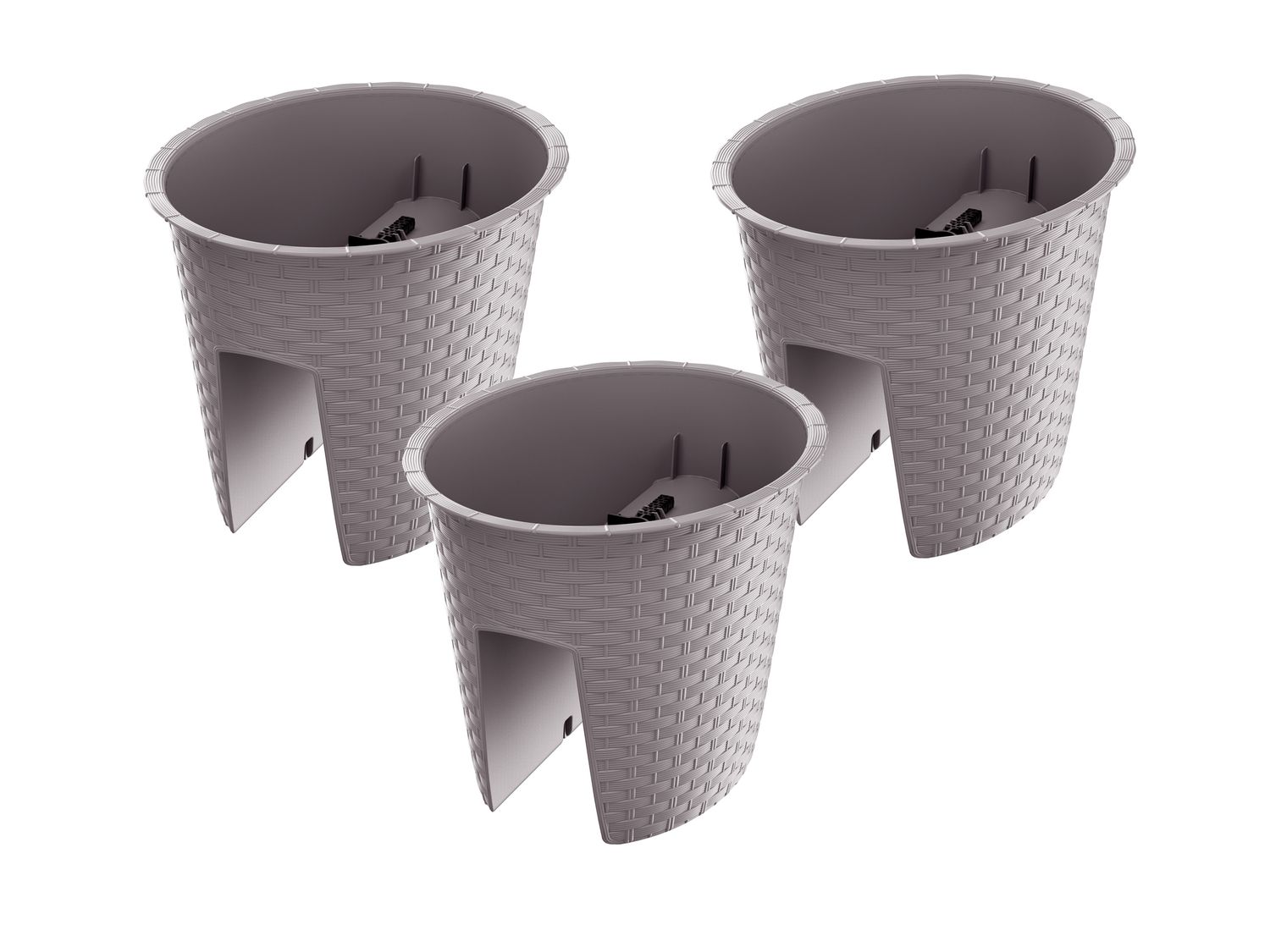 Prosperplast Donica balustradowa Ratolla Railing, 3 elementy Owalny, Mocca, 298x242x225 mm