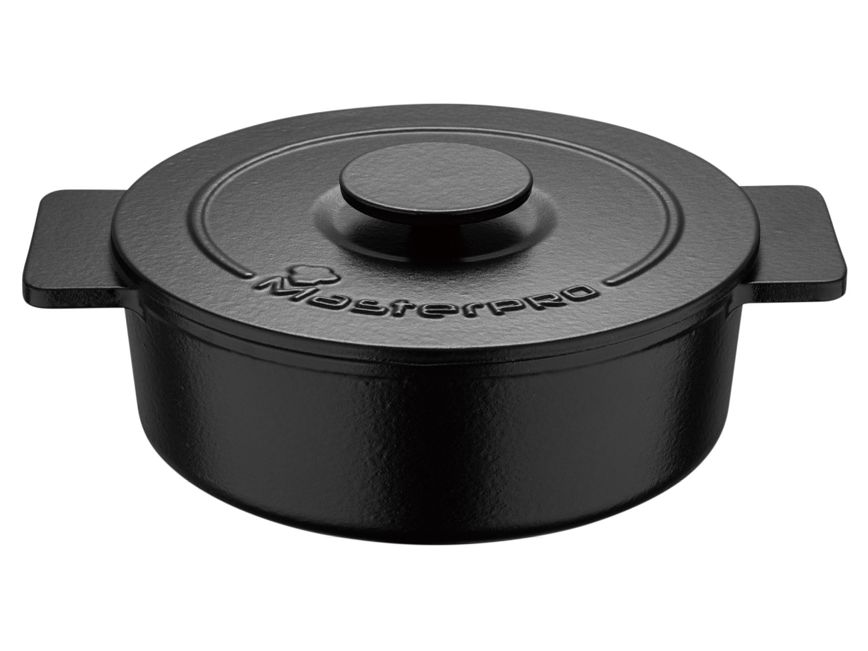Masterpro Garnek żeliwny z pokrywką, 26 cm, 4,15 l Czarny