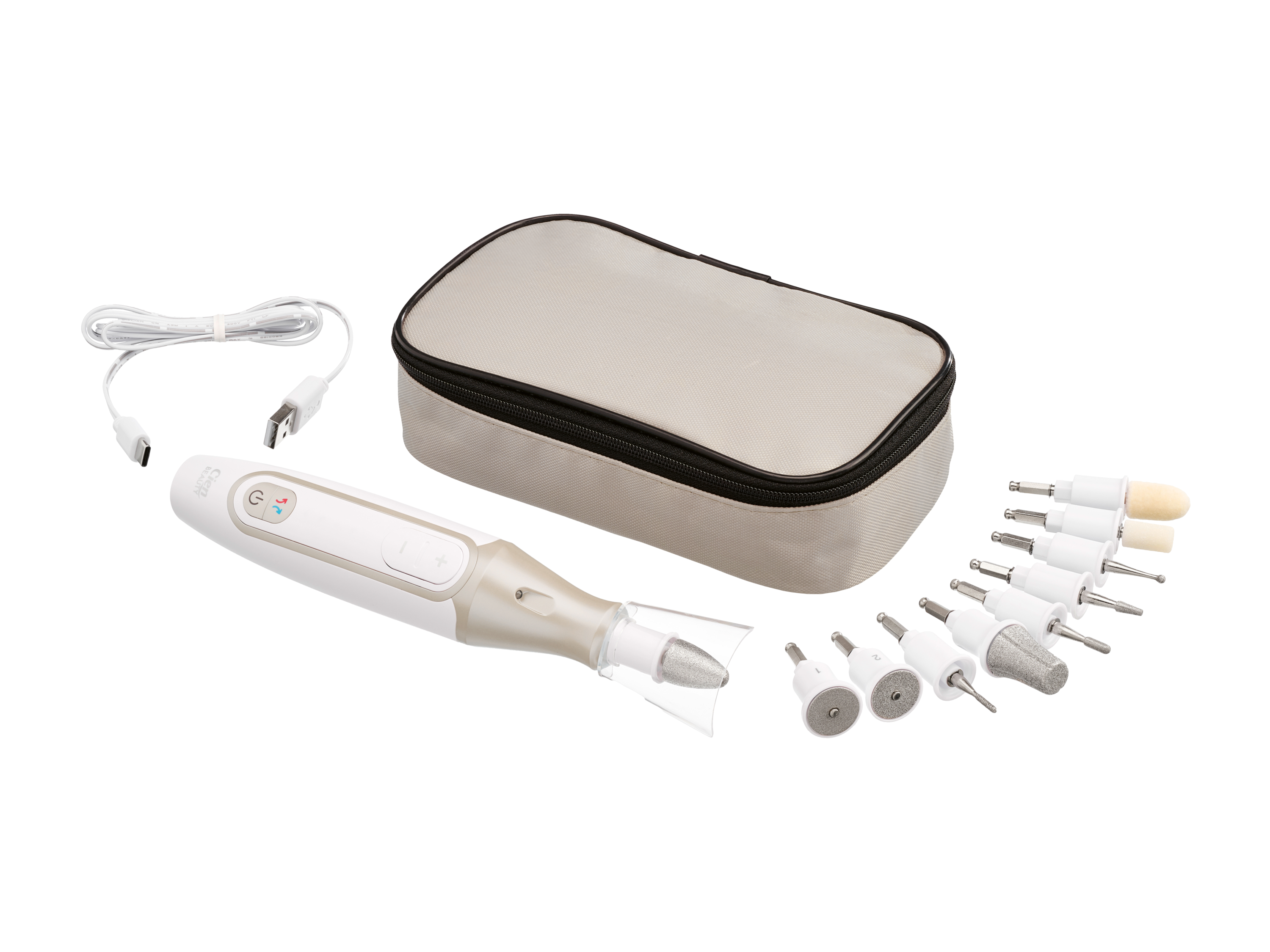 Cien Beauty Zestaw do manicure i pedicure z 10 nasadkami Beżowy