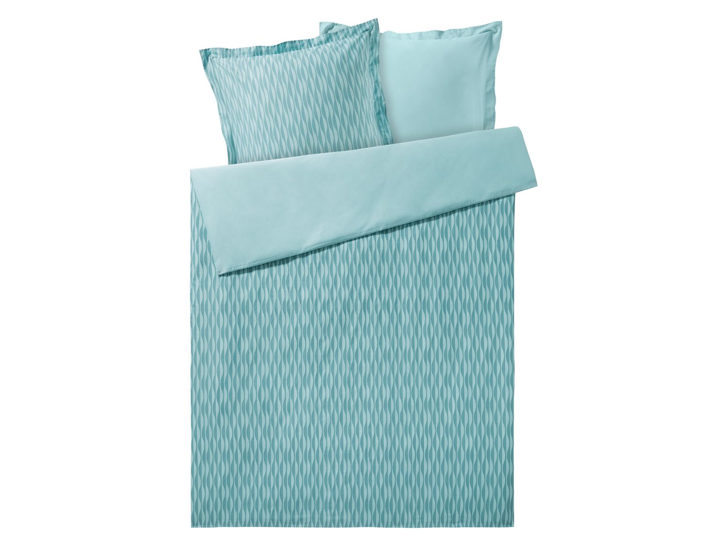 meradiso Pościel dwustronna z bawełny renforcé 220 x 200 cm, 1 sztuka Fale turkusowy