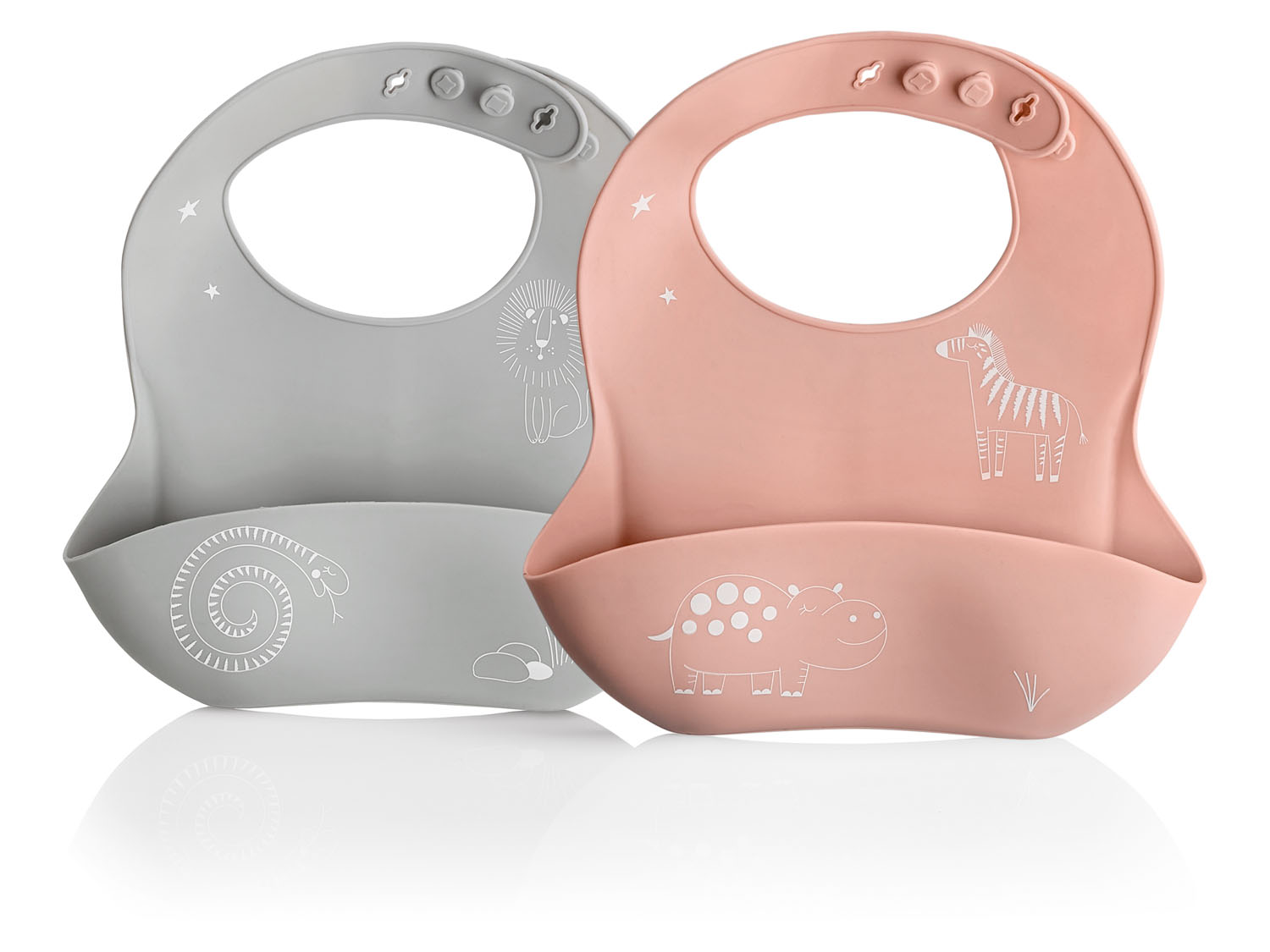 Ernesto Śliniak niemowlęcy z miseczką, 2 sztuki Szary/różowy