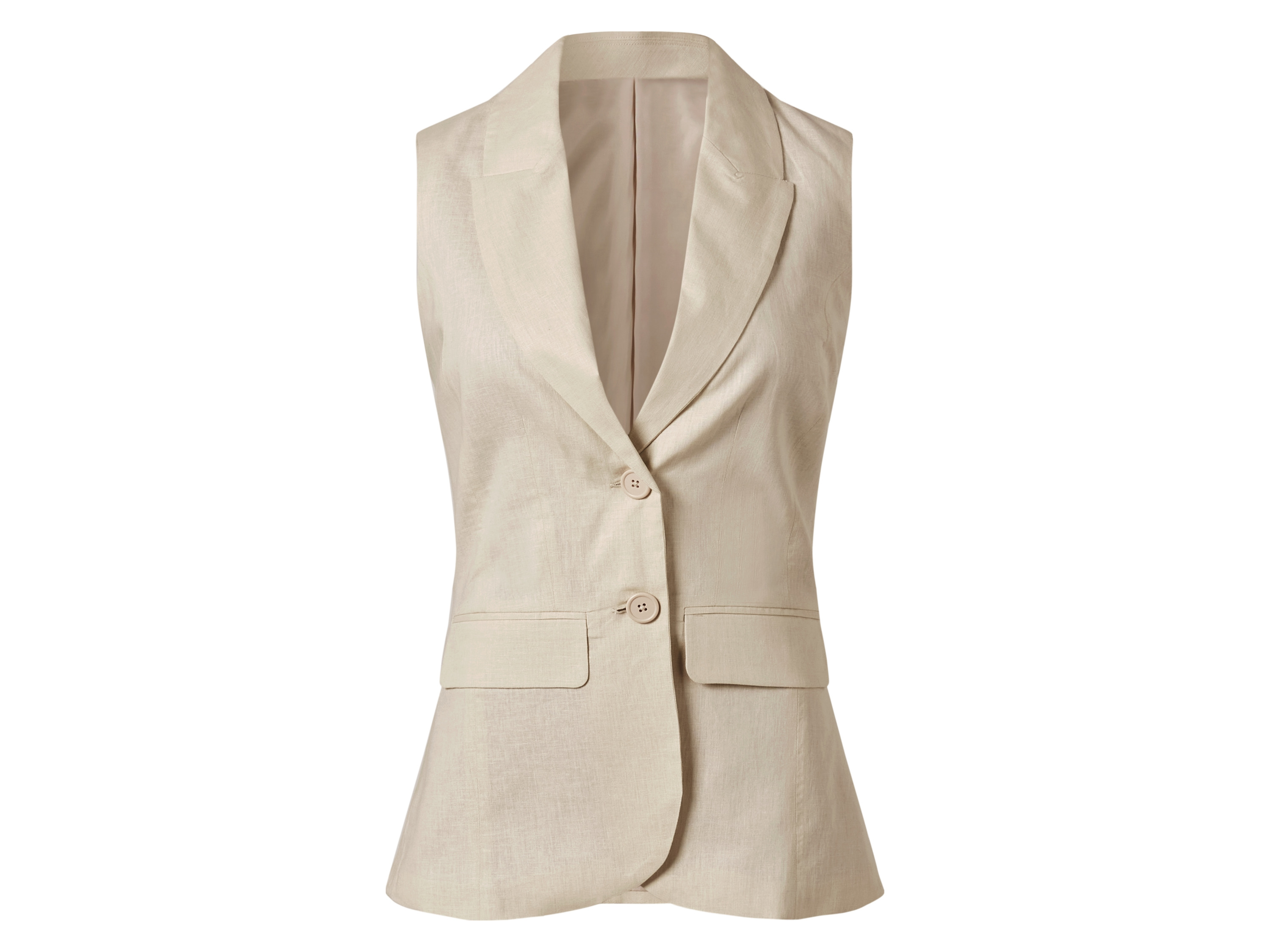 esmara Długa kamizelka damska z lnem Beżowy, 44