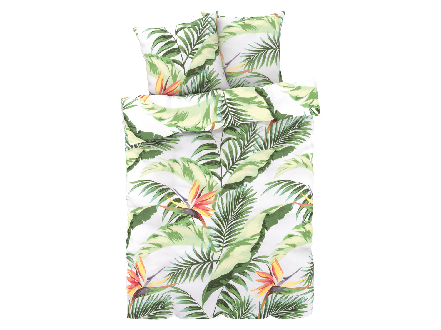 Livarno home Pościel z bawełną renforcé, 220 x 200 cm Liście/zielony