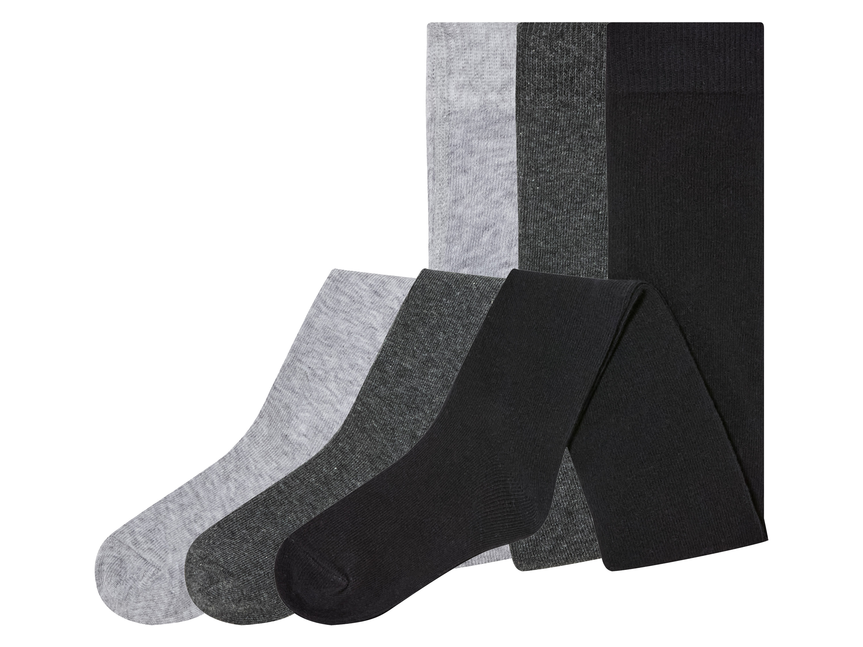 lupilu Rajstopy dla niemowląt z organicznej bawełny, 3 pary 86/92, Szary/ czarny