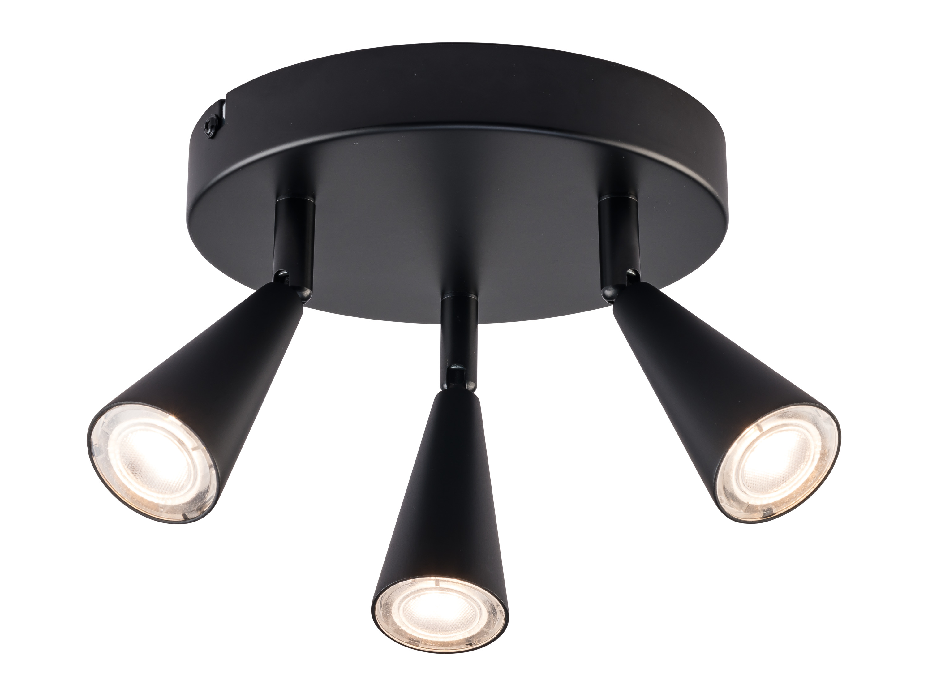 Livarno home Lampa sufitowa Led, 3-punktowa Okrągła/ czarny