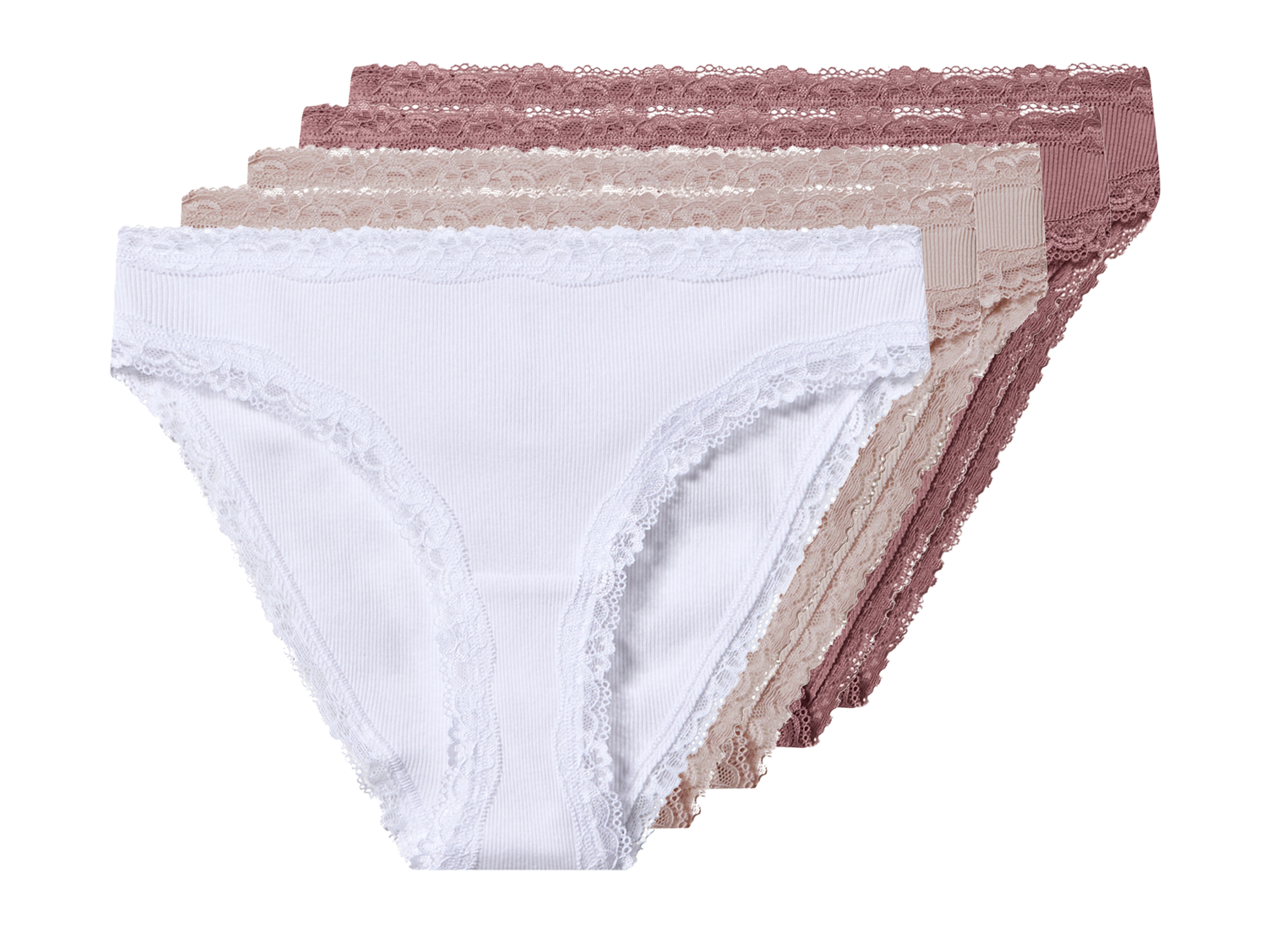 esmara Majtki slipy damskie z bawełną, 5 par ciemnoróżowy/stary różowy/różowy/różowy/biały, S36/38