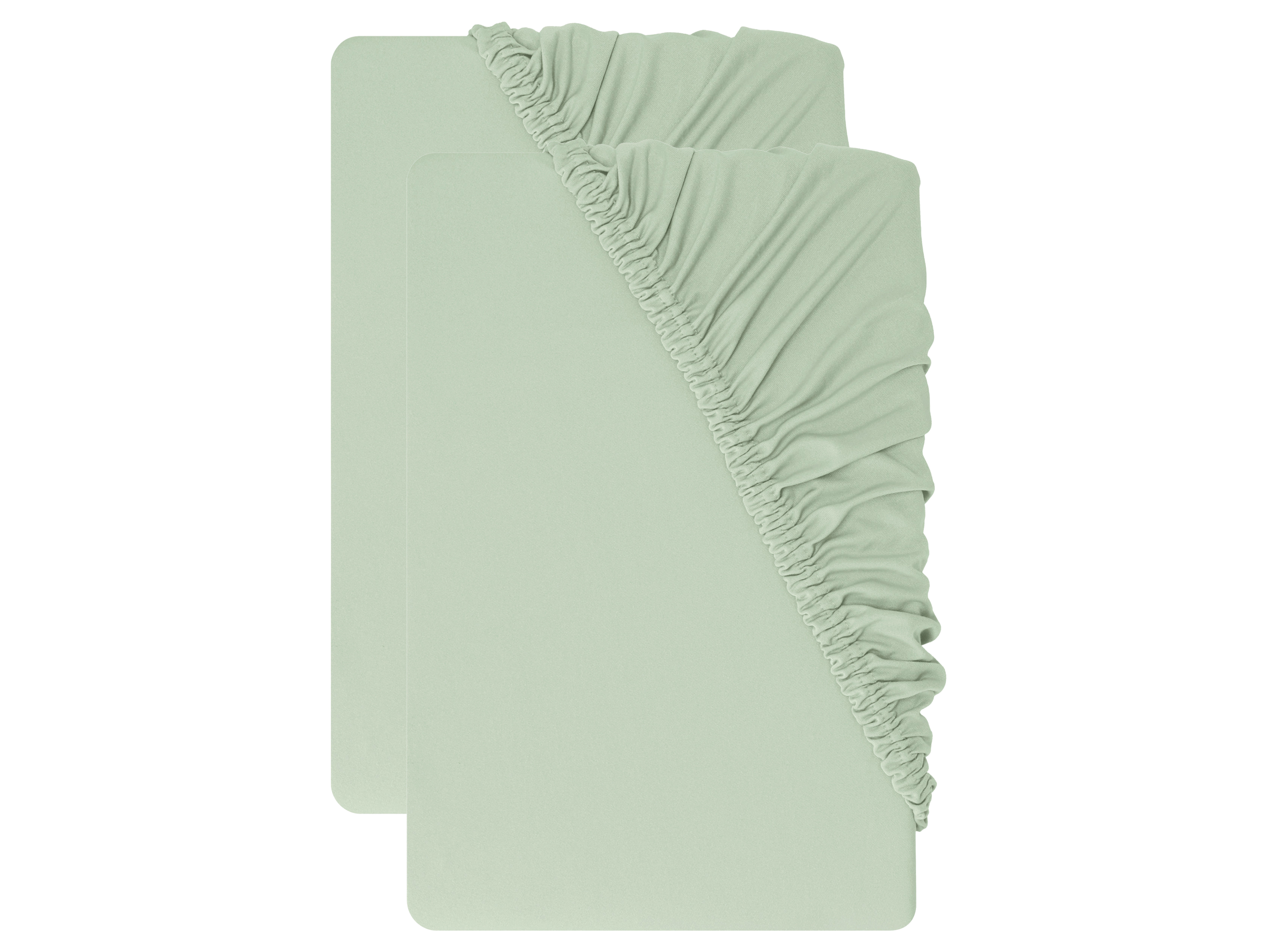 Livarno Komplet 2 prześcieradeł z mikrowłókna z gumką, 140-160 x 200 cm Zielony
