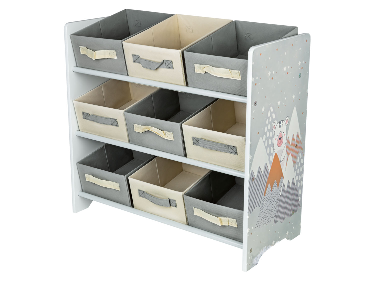 Livarno home Regał z 9 wyjmowanymi, tekstylnymi pojemnikami Szary
