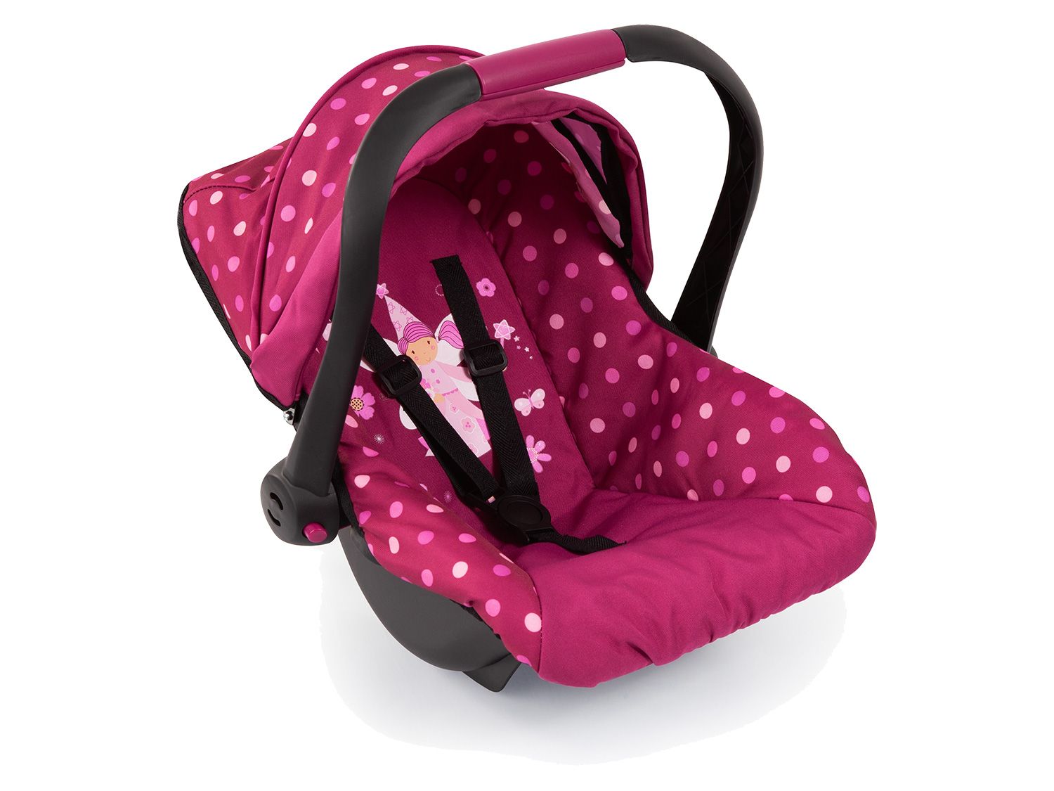 Bayer Design Fotelik samochodowy nosidełko dla lalek, ze składanym daszkiem Bordowy