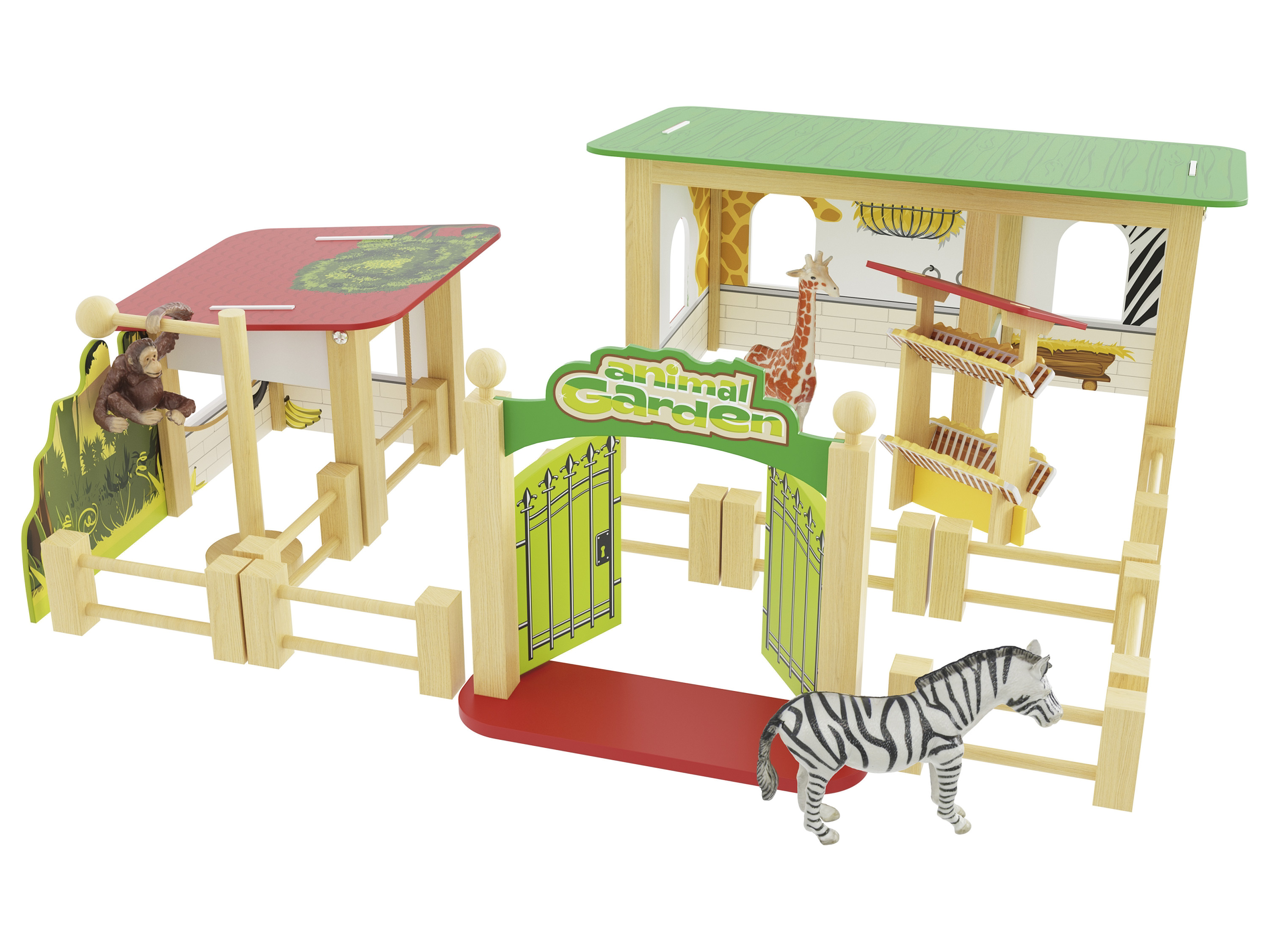 Playtive Zestaw do zabawy z figurkami: Gospodarstwo / Drzewo wróżek / ZOO Wybieg w zoo