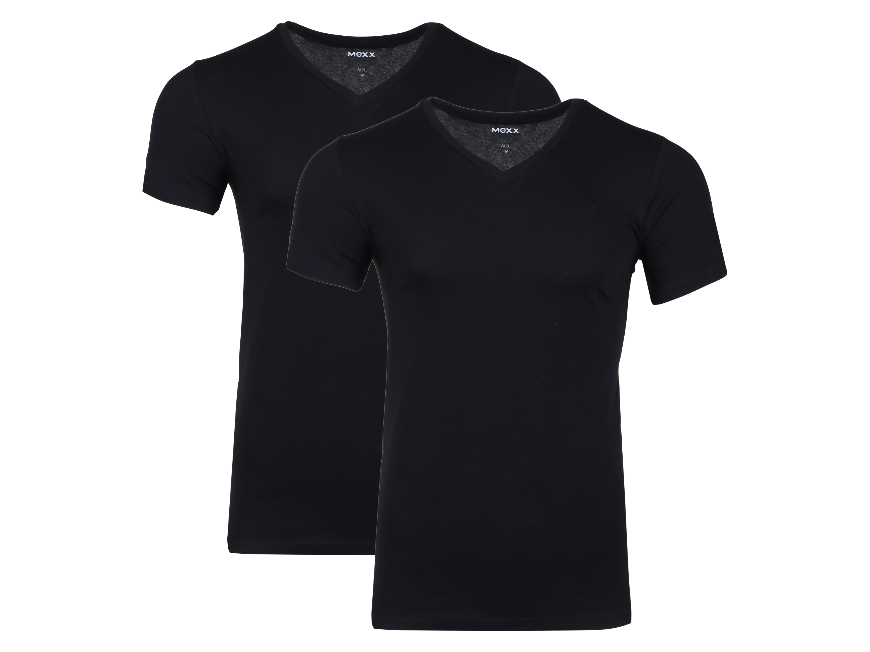 Mexx T-shirty męskie z bawełną, 2 sztuki Dekolt w kształcie litery V, Czarny, XXL
