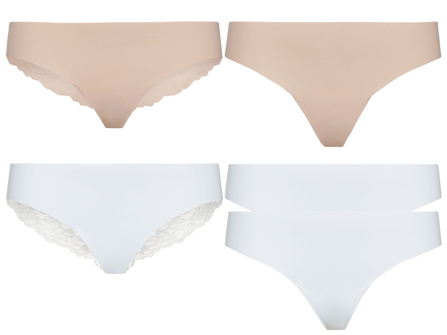 Esmara Lingerie Majtki damskie stringi, 5 par Cielisty/ biały, L 44/46