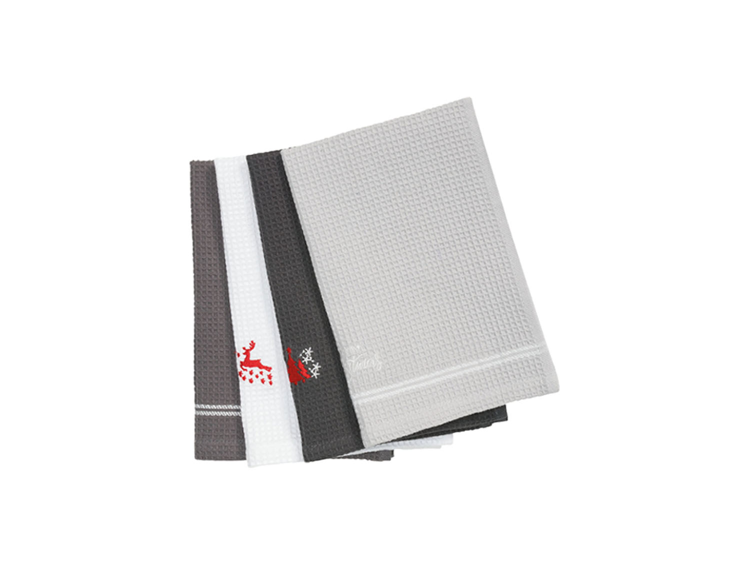 Livarno home Ręczniki kuchenne 30 x 50 cm, 4 szt. Jasnoszary/ ciemnoszary/ beżowy