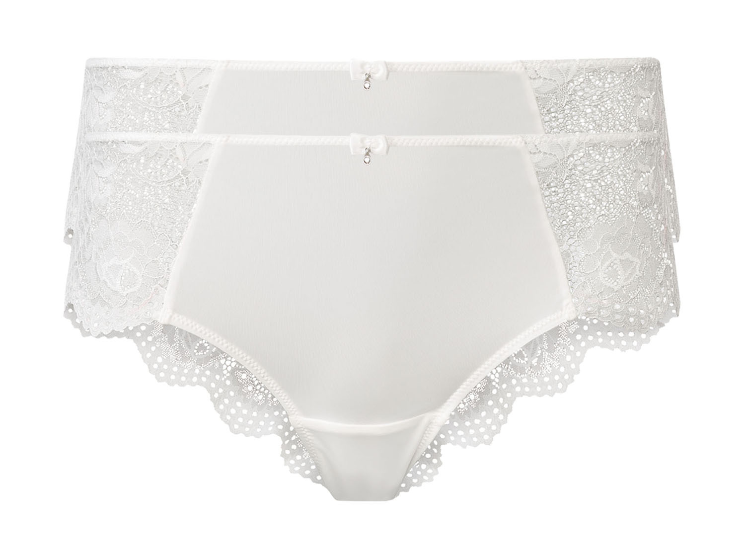 esmara Hipstery damskie z koronką, 2 pary Biały, L44/46