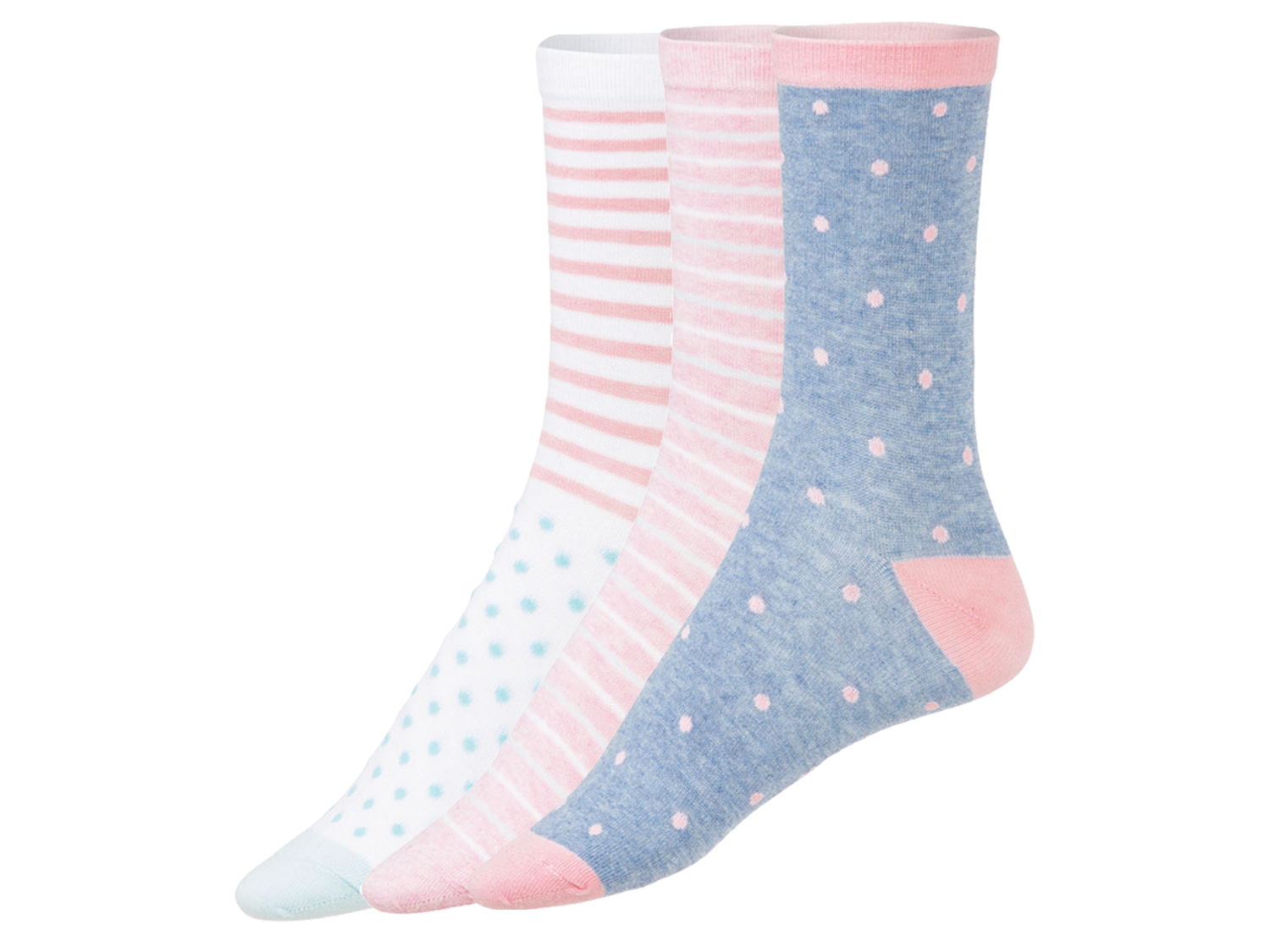 esmara Skarpetki damskie, 3 pary 35-38, paski różowo-białe