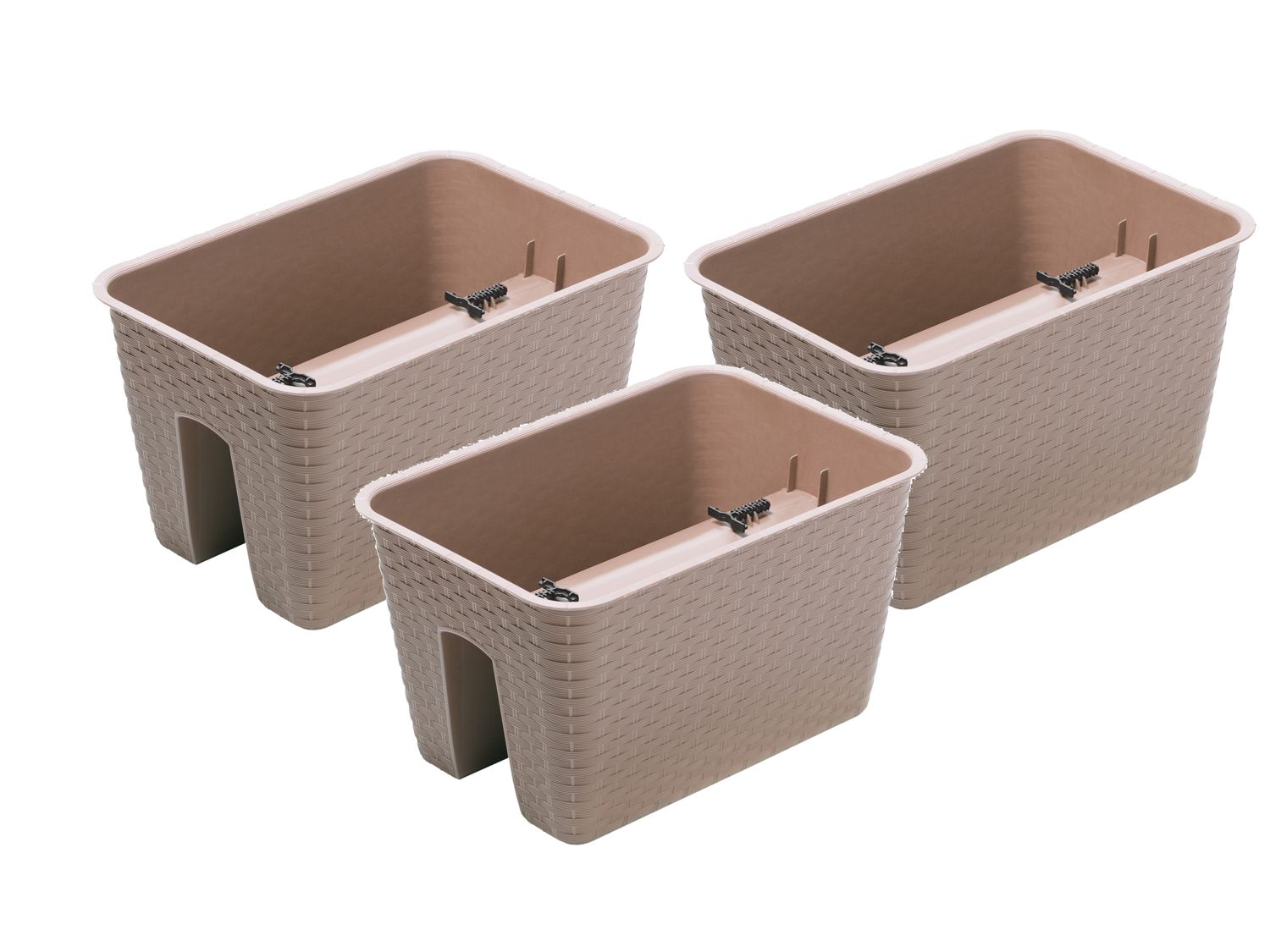 Prosperplast Donica balustradowa Ratolla Railing, 3 elementy Prostokątny, Mocca, 396x272x225 mm