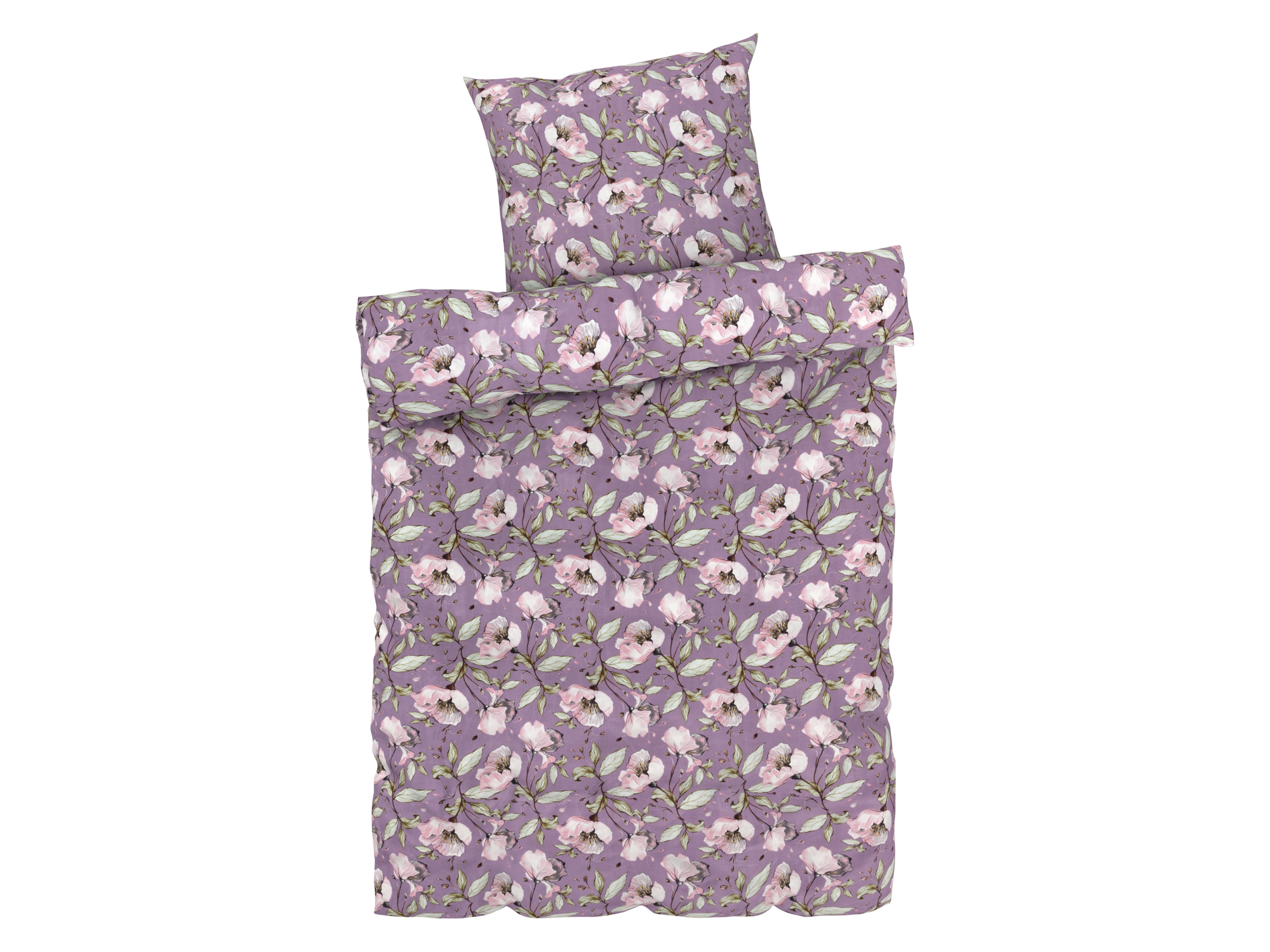 Livarno home Pościel z mikrowłókna satynowego, 140 x 200 cm Kwiaty/fioletowy