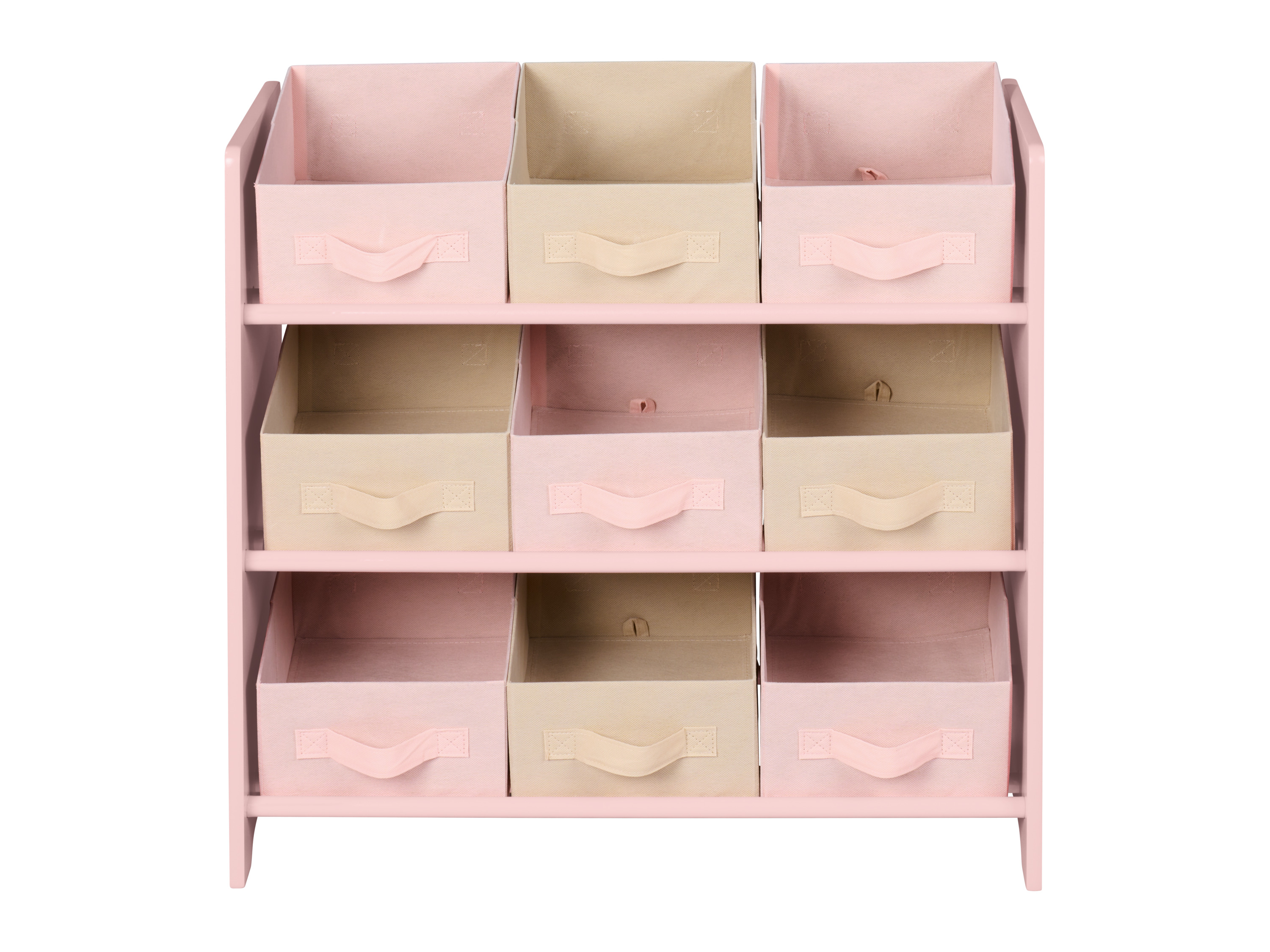 Livarno Regał z 9 wyjmowanymi, tekstylnymi pojemnikami, 65 x 62 x 30 cm Różowy