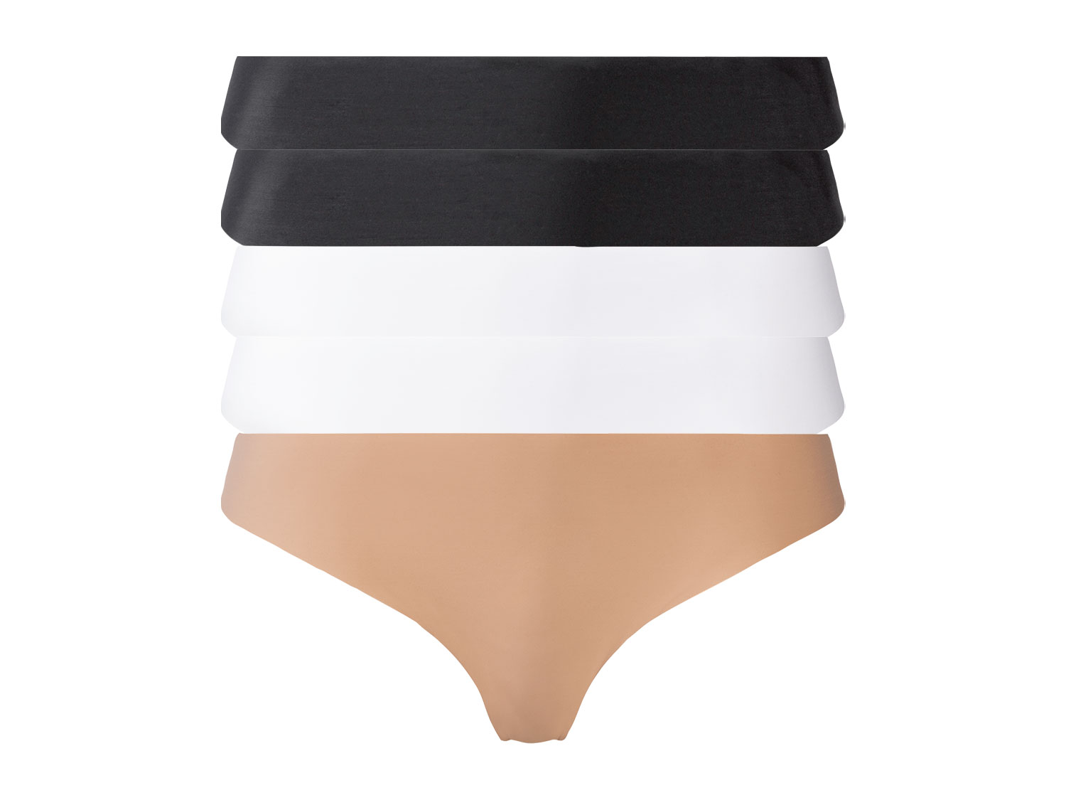 esmara Stringi damskie cięte laserowo, 5 par Czarny/beżowy/biały, L44/46