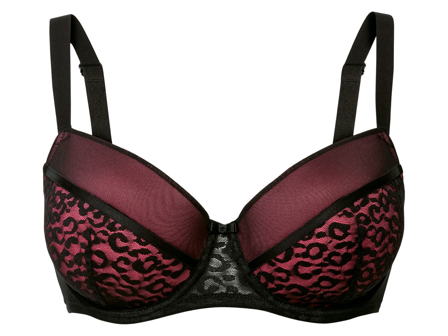 Esmara Lingerie Biustonosz damski z koronką, 1 sztuka Nadruk na całej powierzchni/czarny, 85C