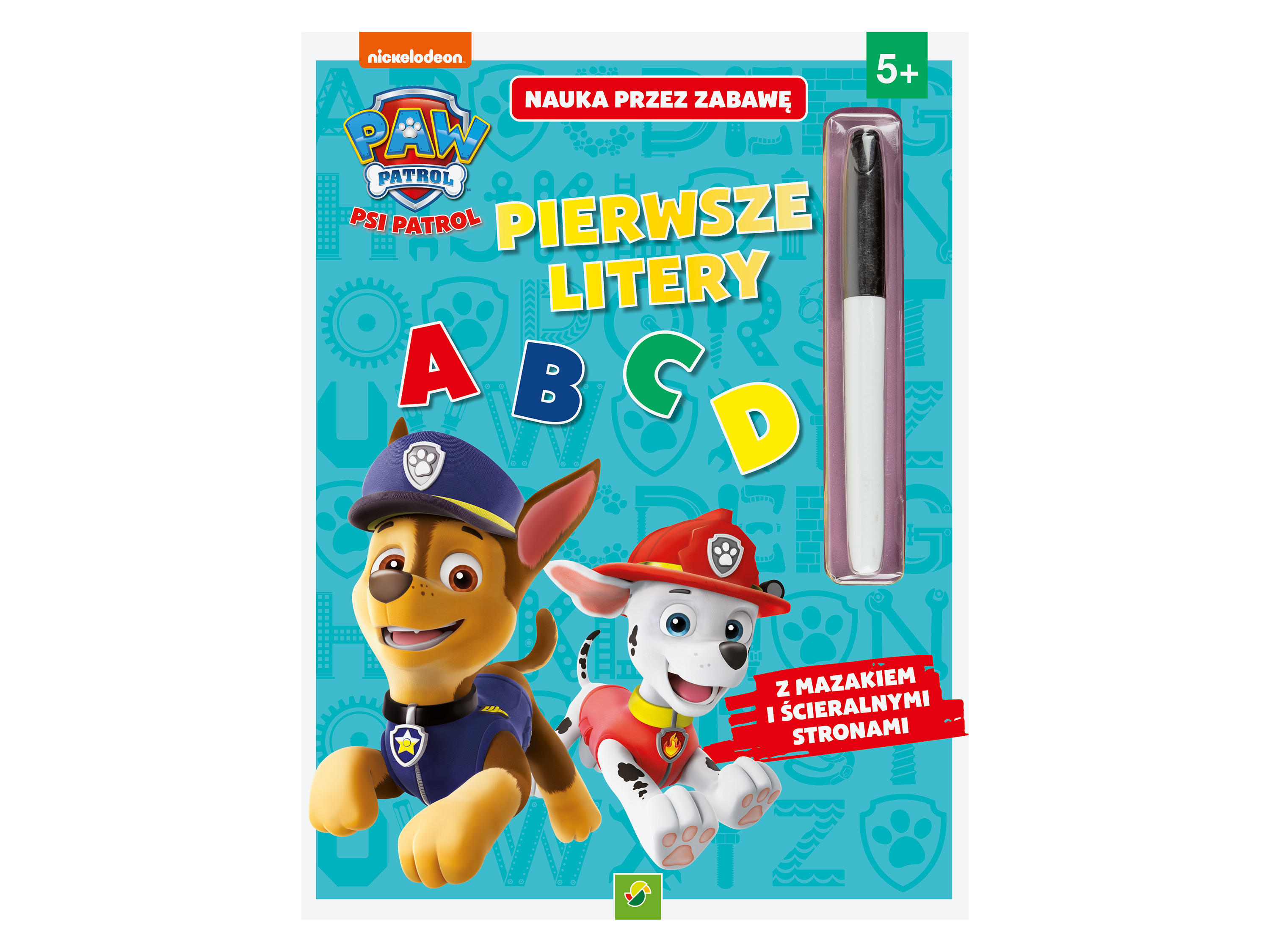 Zeszyty zmywalne do nauki i zabawy, z pisakiem Psi Patrol, Pierwsze litery