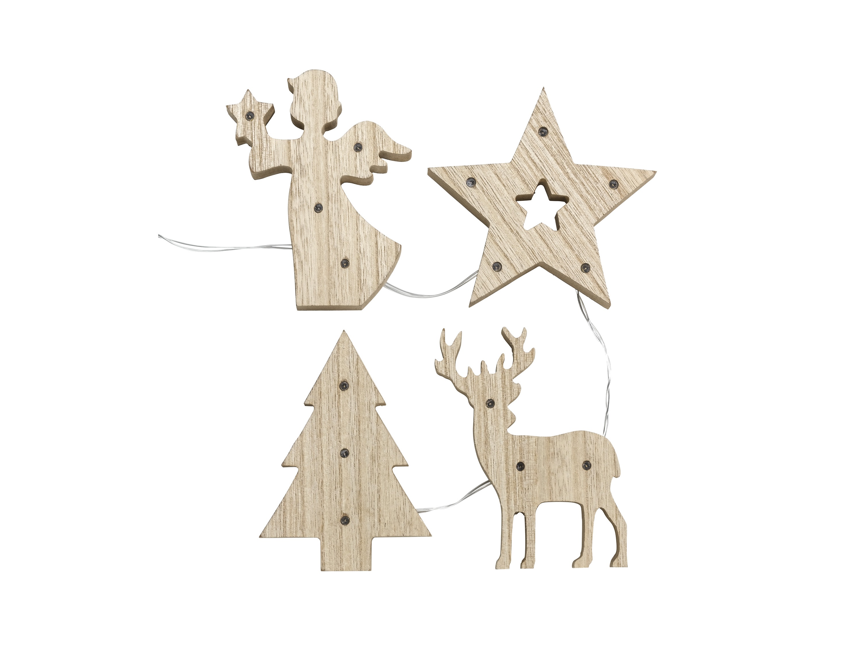 Livarno home Figurki drewniane z łańcuchem świetlnym Led, 15 diod LED