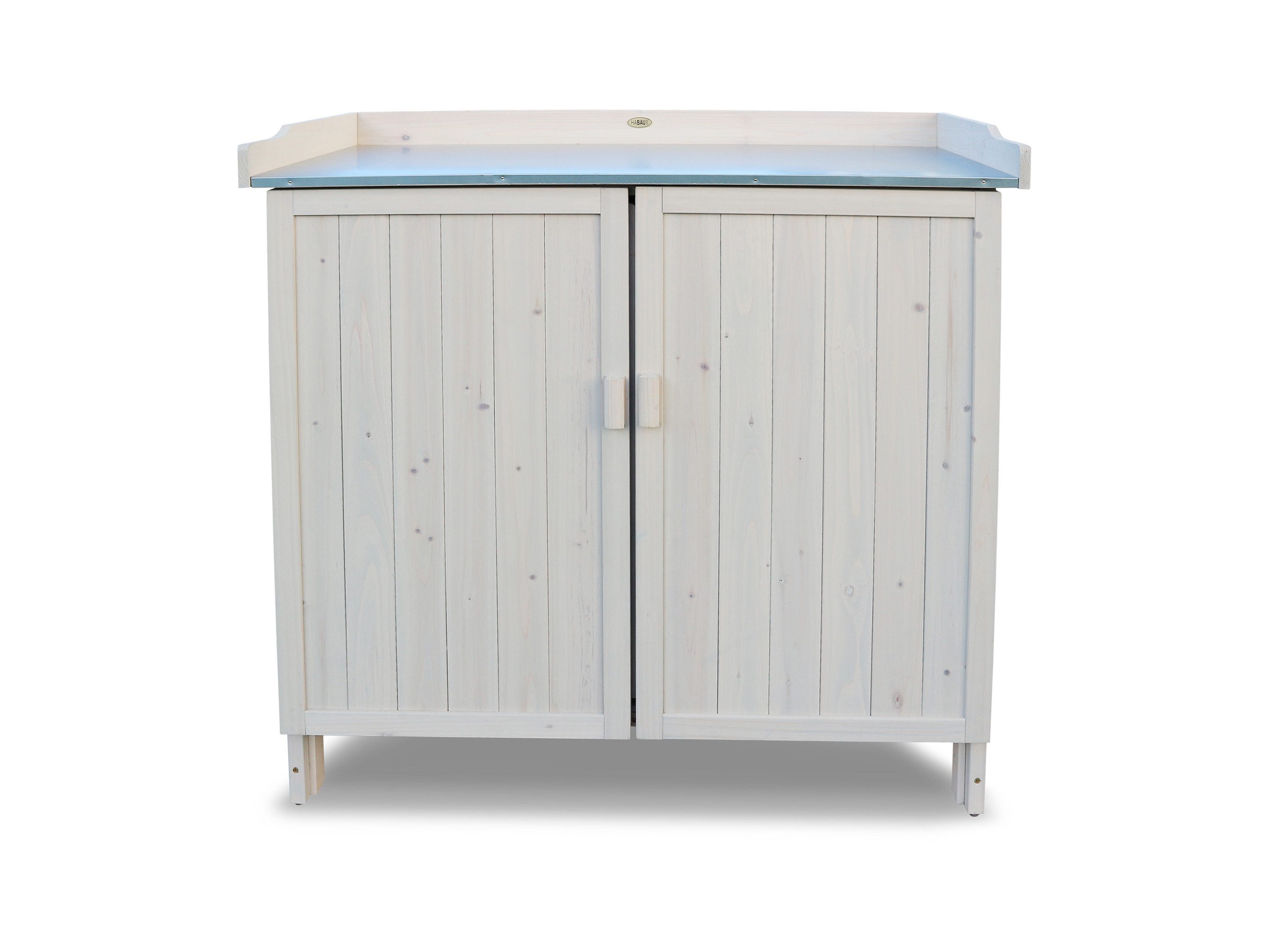 Stół ogrodowy Habau z dolną szafką i blatem, 98 x 48 x 95 cm, drewno Szary