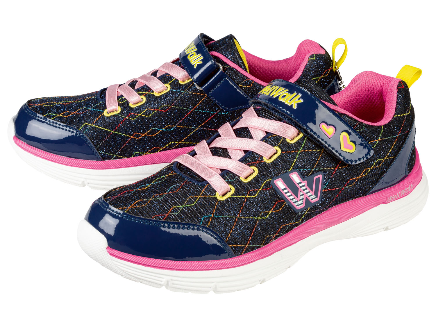 Buty rekreacyjne dziewczęce, z wkładką Memory Walk 32, Granatowy