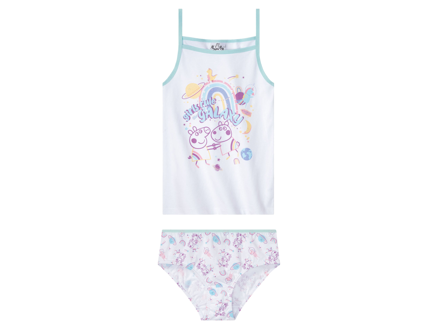 Komplet bielizny dziewczęcej z nadrukiem 110/116, Biały/ Świnka Peppa