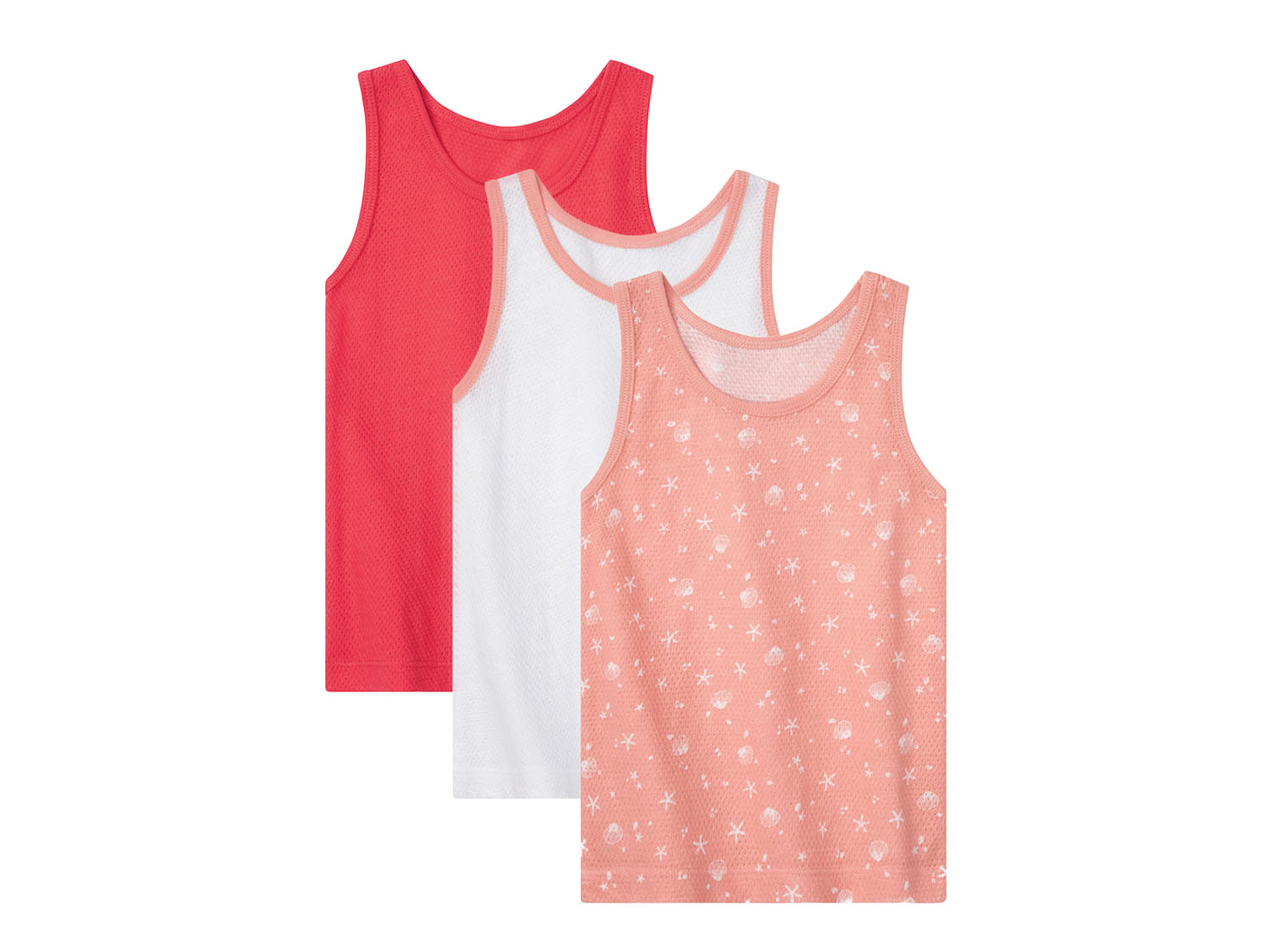 lupilu Podkoszulki dziewczęce z biobawełny, 3 sztuki 86/92, Koralowy/biały/czerwony