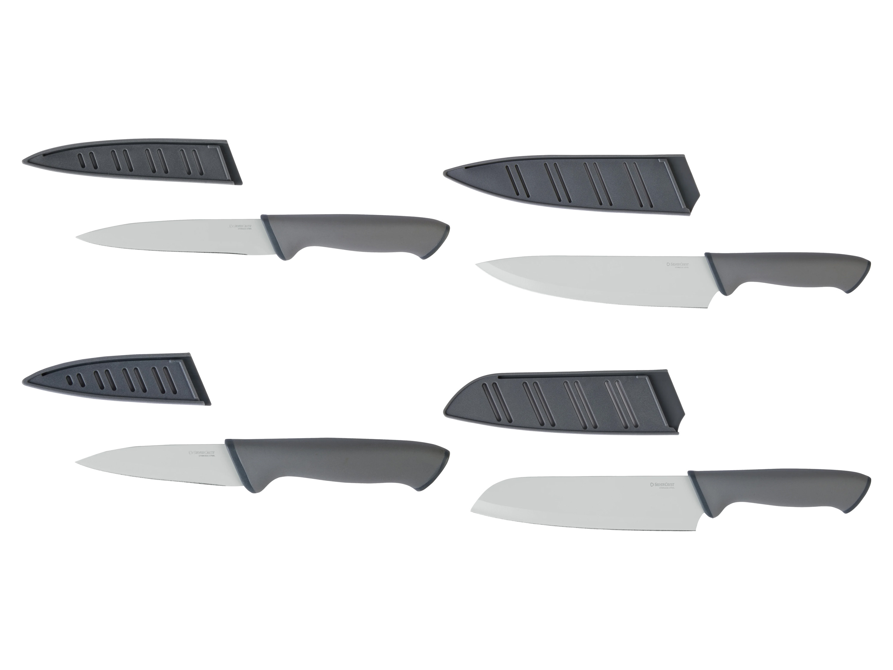 Silvercrest Zestaw 4 noży kuchennych Zestaw 4 sztuk w kolorze szarym