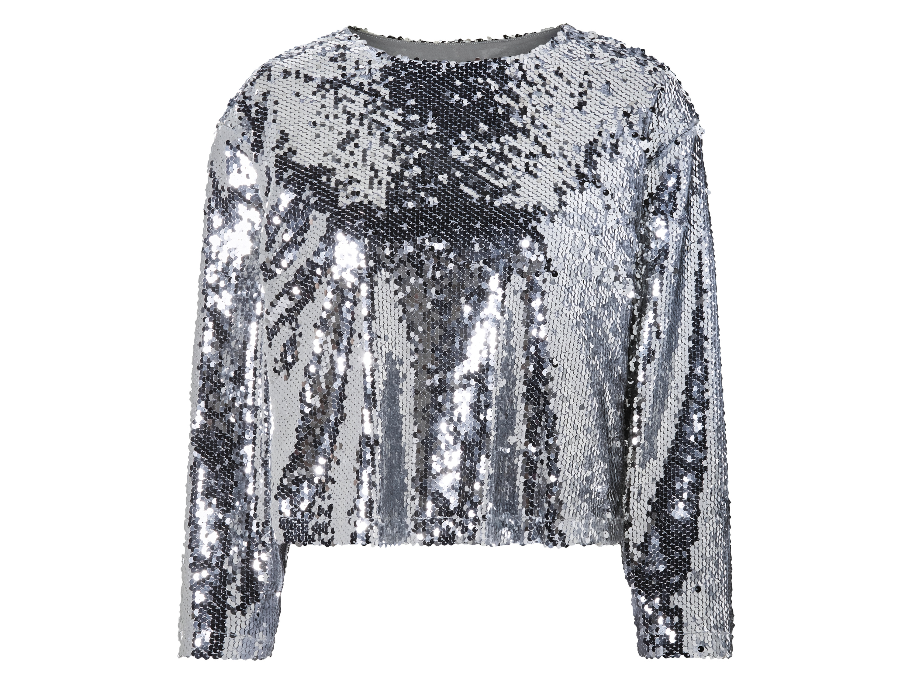 esmara Bluzka damska z cekinami XS 32/34, Srebrny