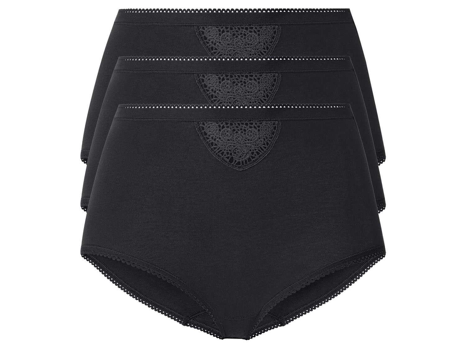 esmara Majtki damskie z wysokim stanem z bawełny, 3 pary Czarny, M40/42