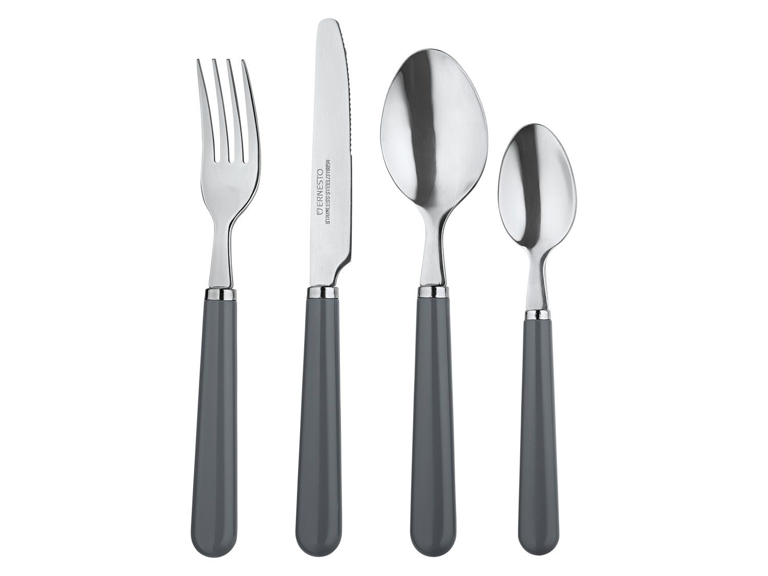 Ernesto Komplet sztućców ze stali szlachetnej, 24 elementy Szary