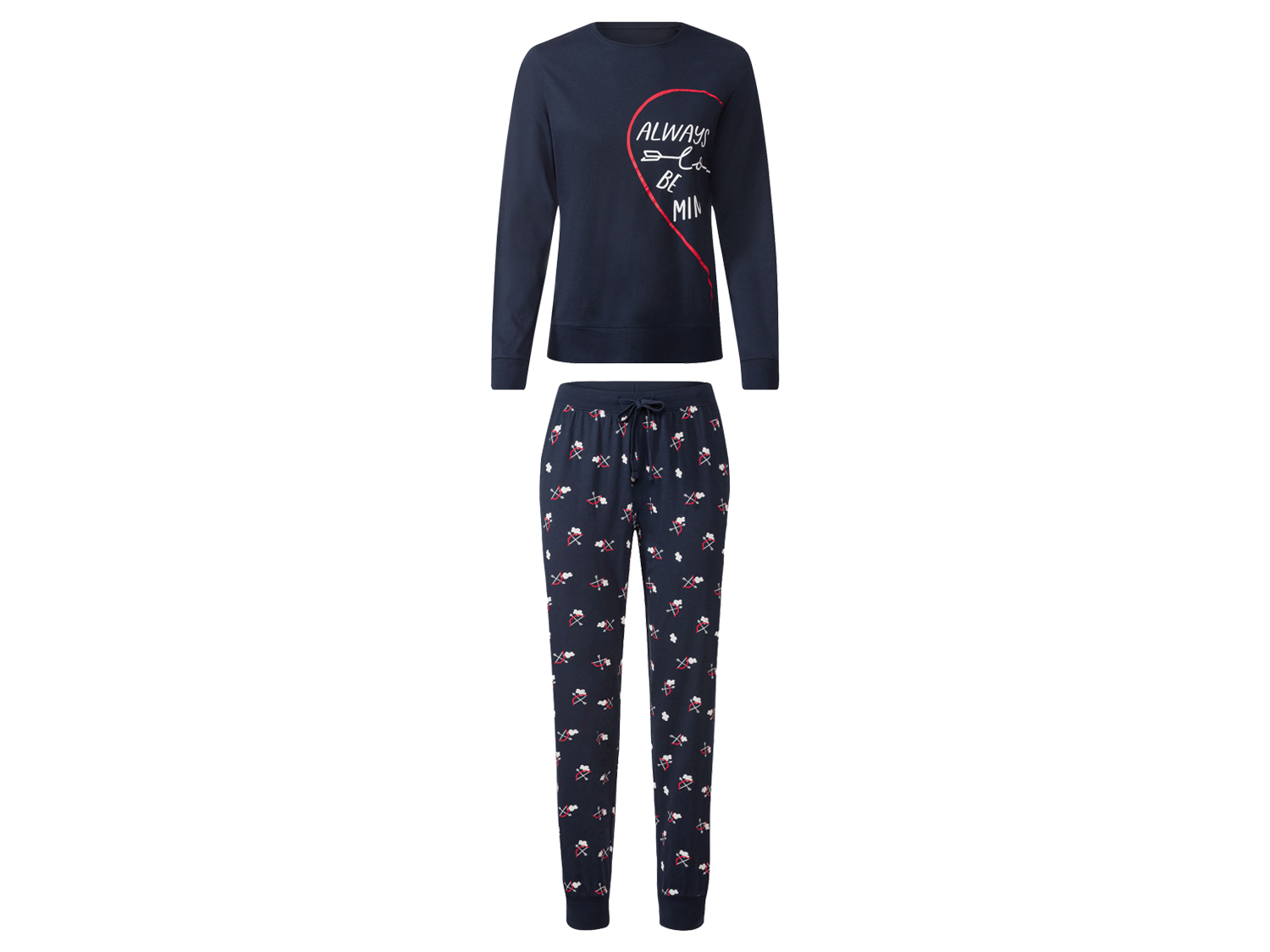 esmara Piżama damska z bawełną bluzka + spodnie Nadruk: always be mine, S36/38