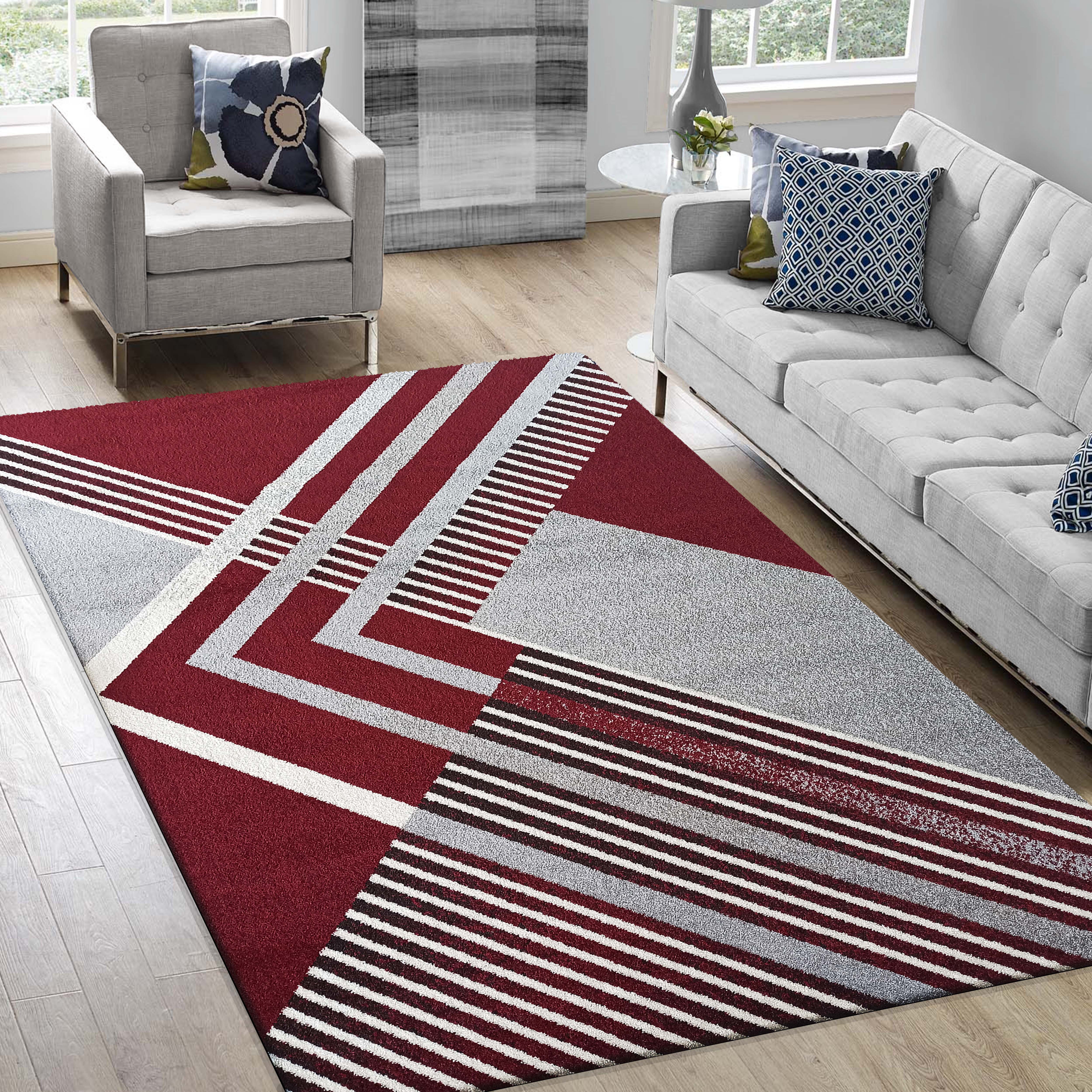 Dywan - 60 x 110 cm - szary z czerwonym - Nowoczesny - Dywanopol