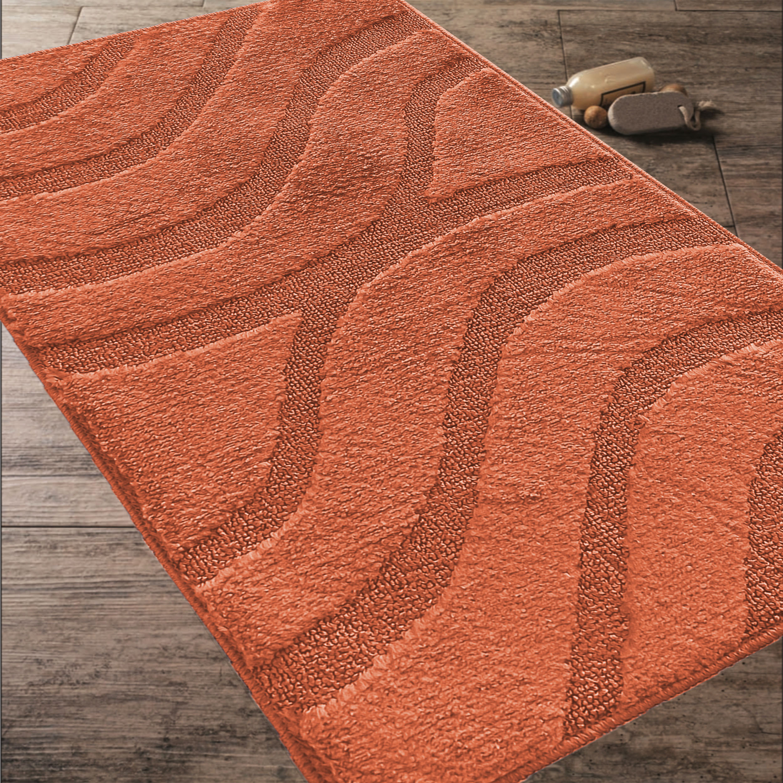 Komplet Dywaników Łazienkowych Montana Symphony - Ceglasty Pod WC Antypoślizgowy